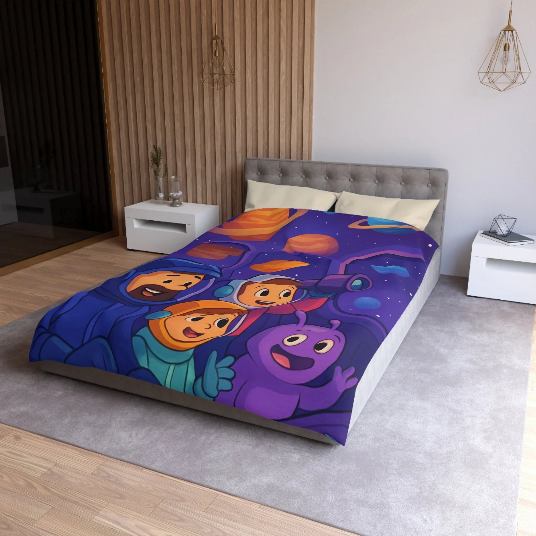 Housse de Couette Microfibre Motif Créatif Original Style Contemporain Chambre Élégante