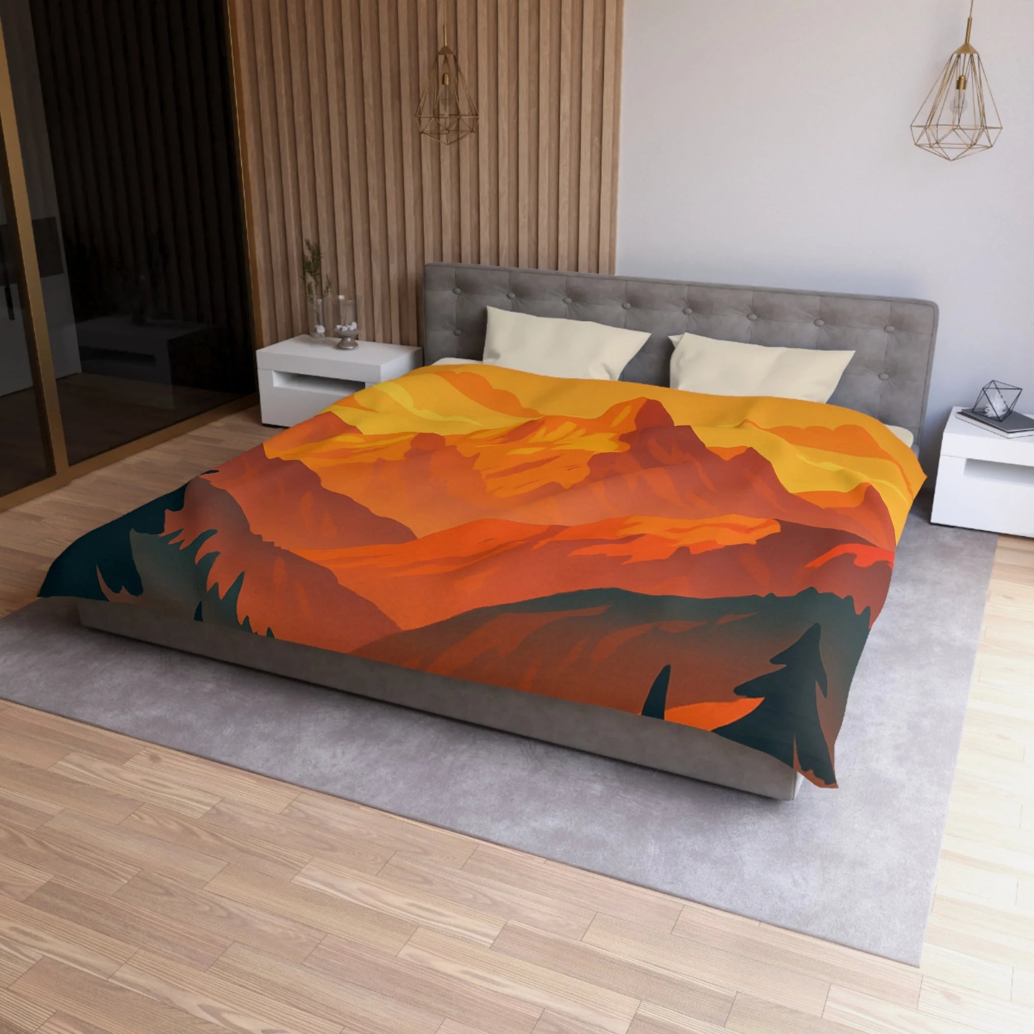 Housse de Couette Microfibre Design Artistique Moderne Décoration Chambre Confort Premium