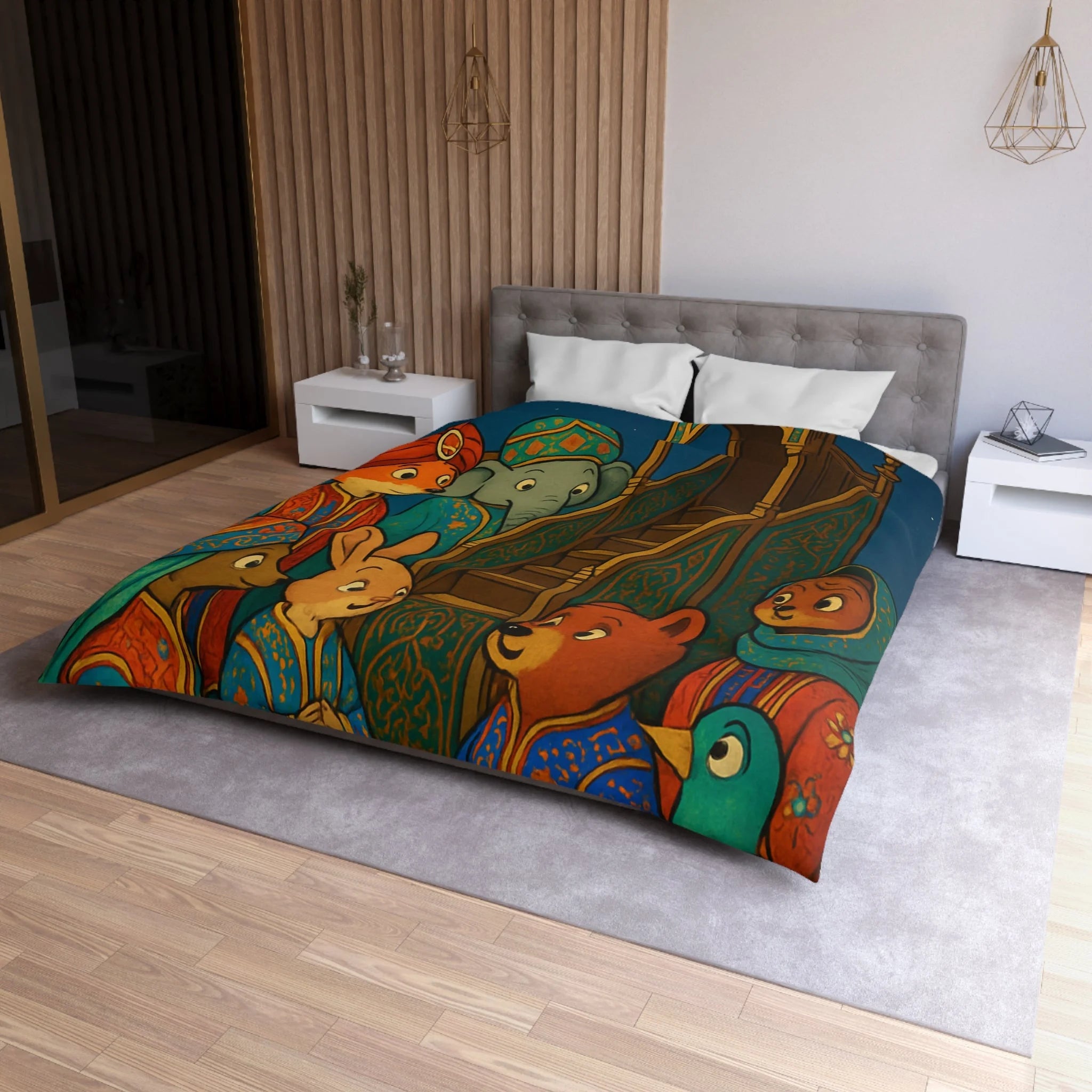 Housse de Couette Microfibre Design Artistique Moderne Décoration Chambre Confort Premium