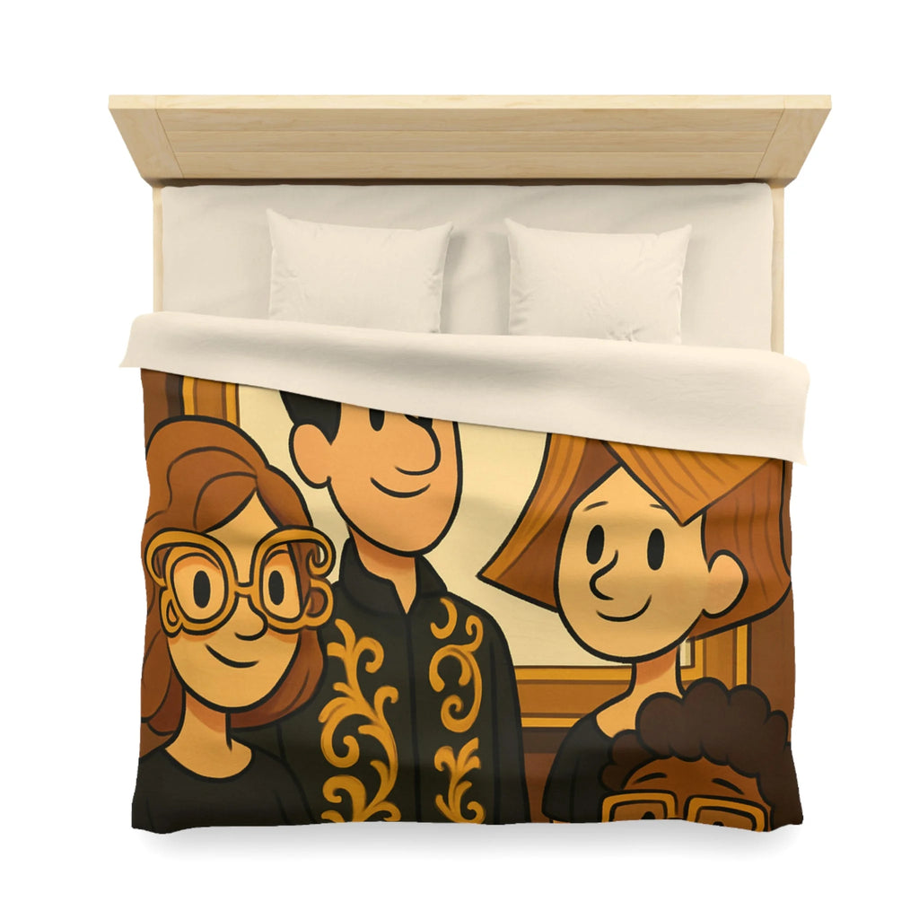 Housse de Couette Originale avec Illustration de Quatre Personnages Animés au Style Unique