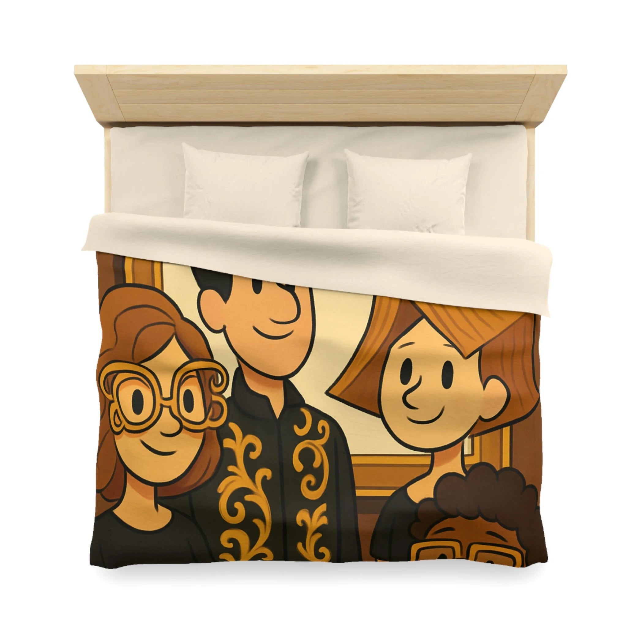 Housse de Couette Originale avec Illustration de Quatre Personnages Animés au Style Unique