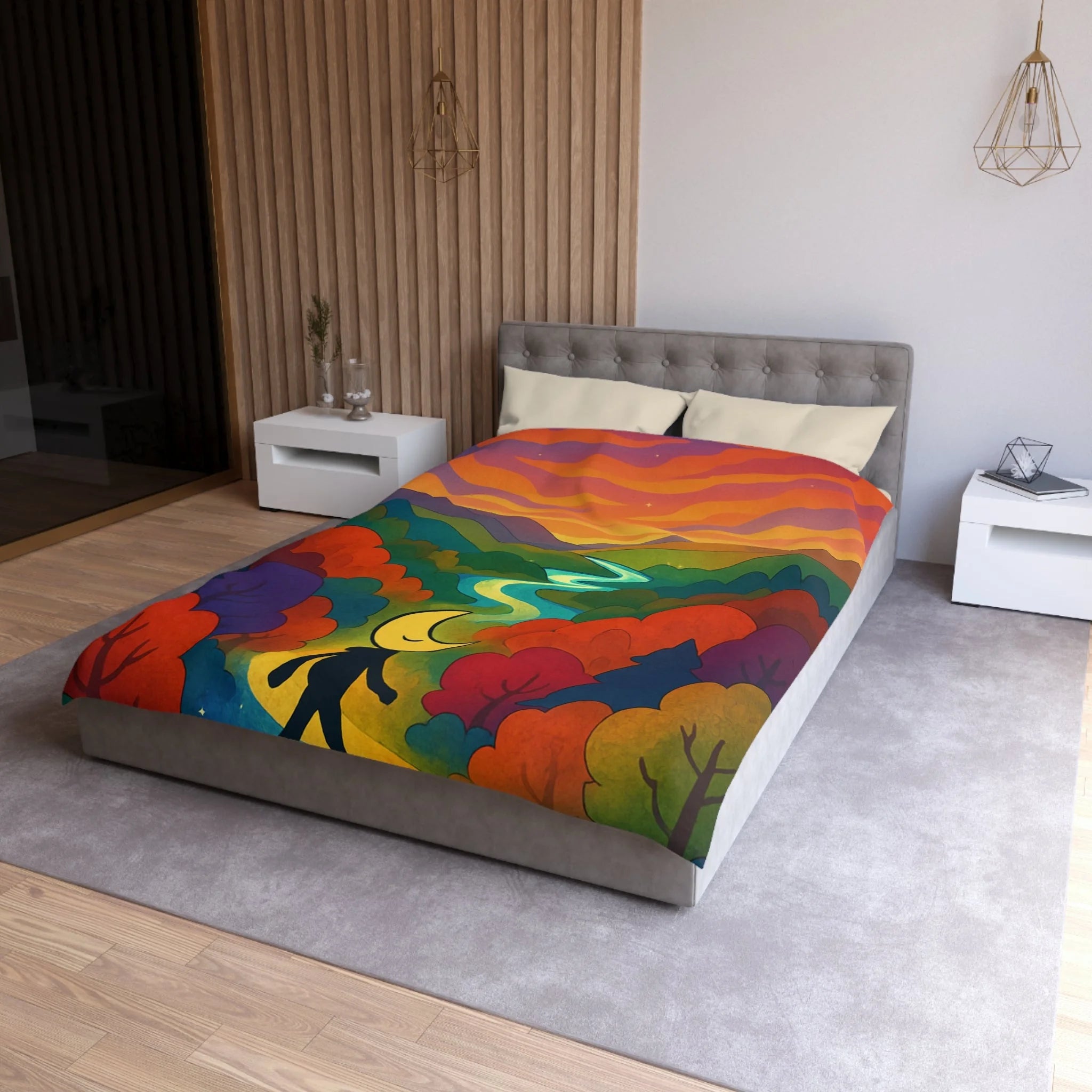 Housse de Couette Microfibre Motif Créatif Original Style Contemporain Chambre Élégante