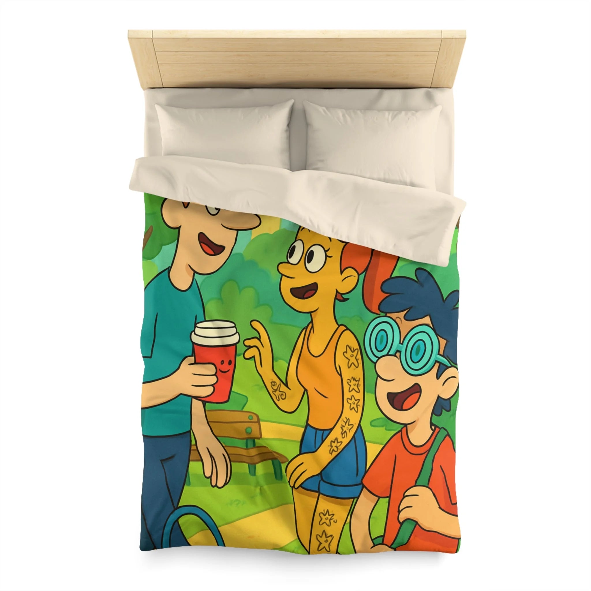 Housse de Couette Microfibre Illustration Unique Design Moderne Décoration Intérieure Raffinée