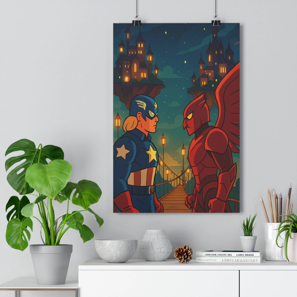Poster décoratif animé héroïque rouge bleu victorien moderne féerique épique chambre salon bureau mur