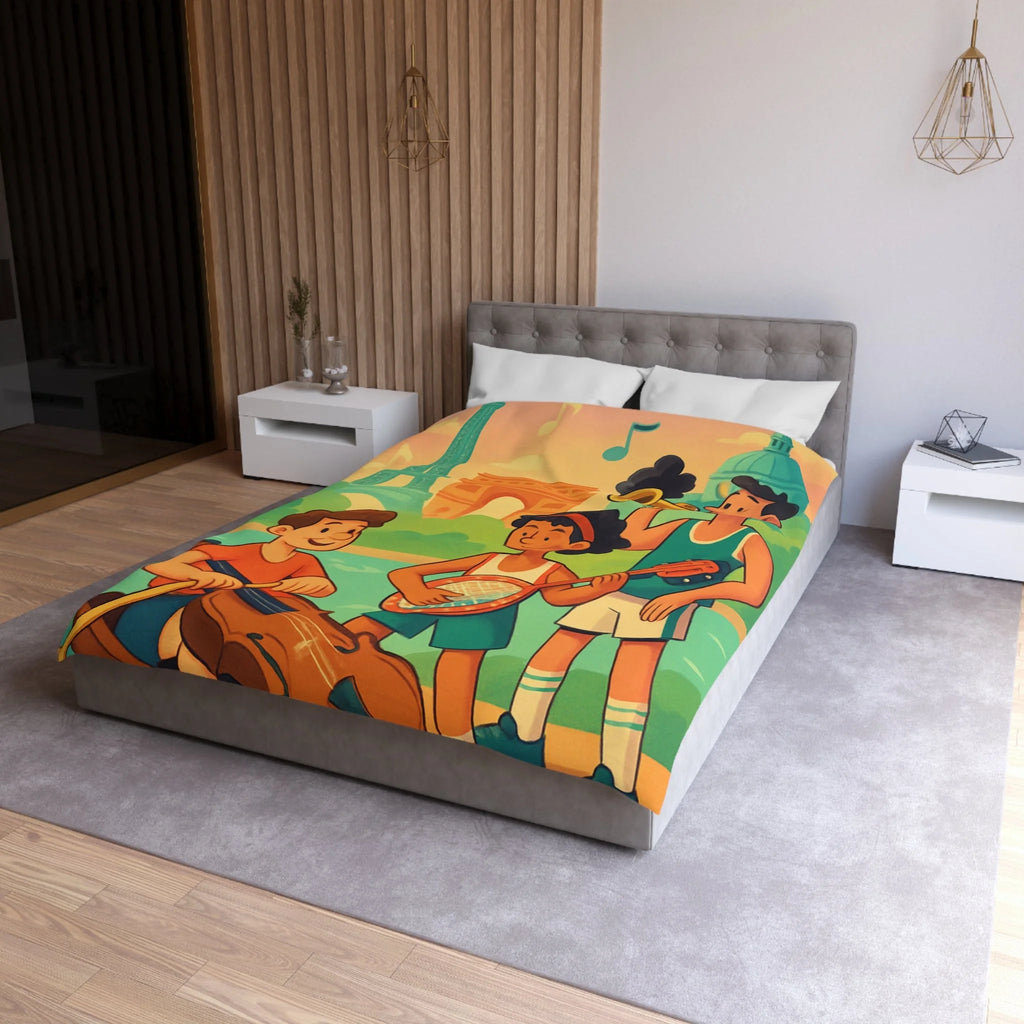 Housse de Couette Microfibre Illustration Unique Design Moderne Décoration Intérieure Raffinée