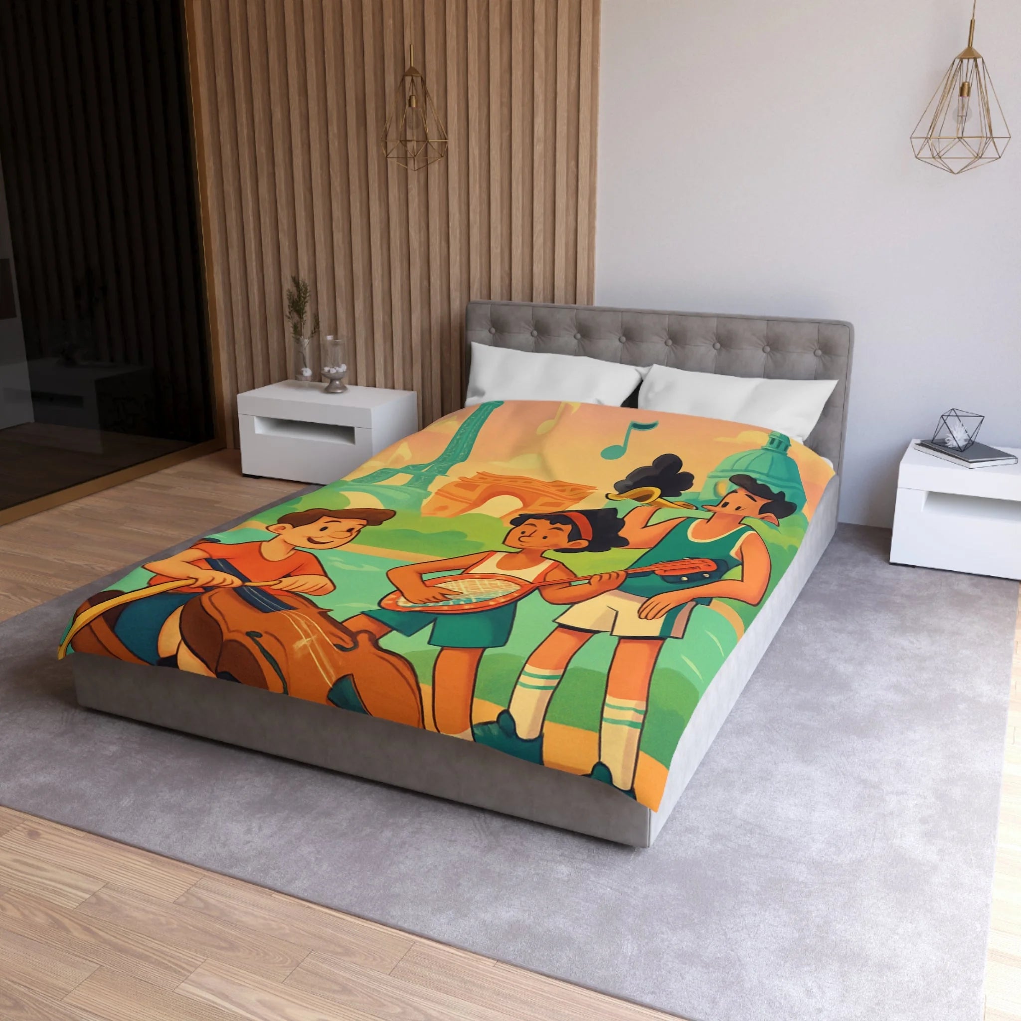 Housse de Couette Microfibre Illustration Unique Design Moderne Décoration Intérieure Raffinée