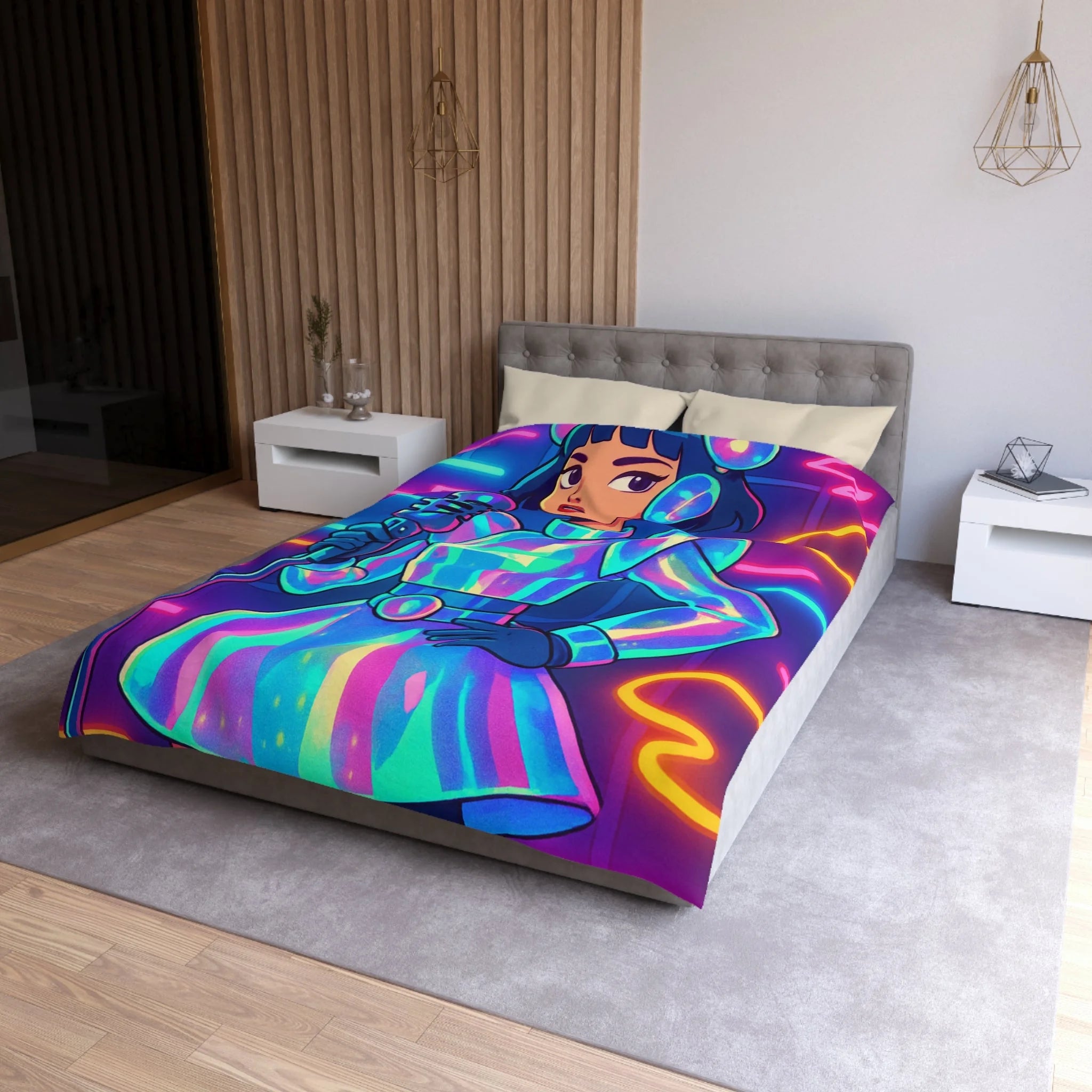Housse de Couette Microfibre Design Artistique Moderne Décoration Chambre Confort Premium