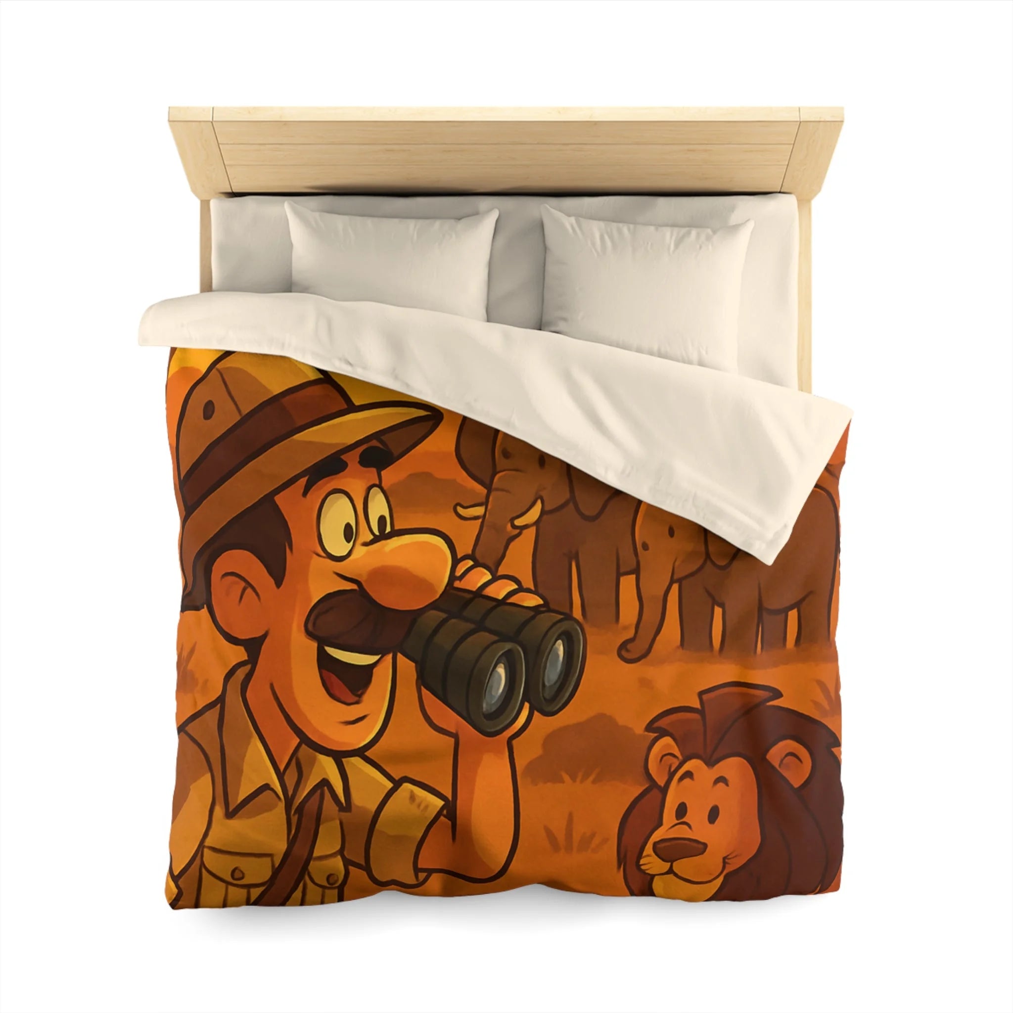 Housse de couette safari au coucher de soleil avec animaux d'Afrique pour enfants