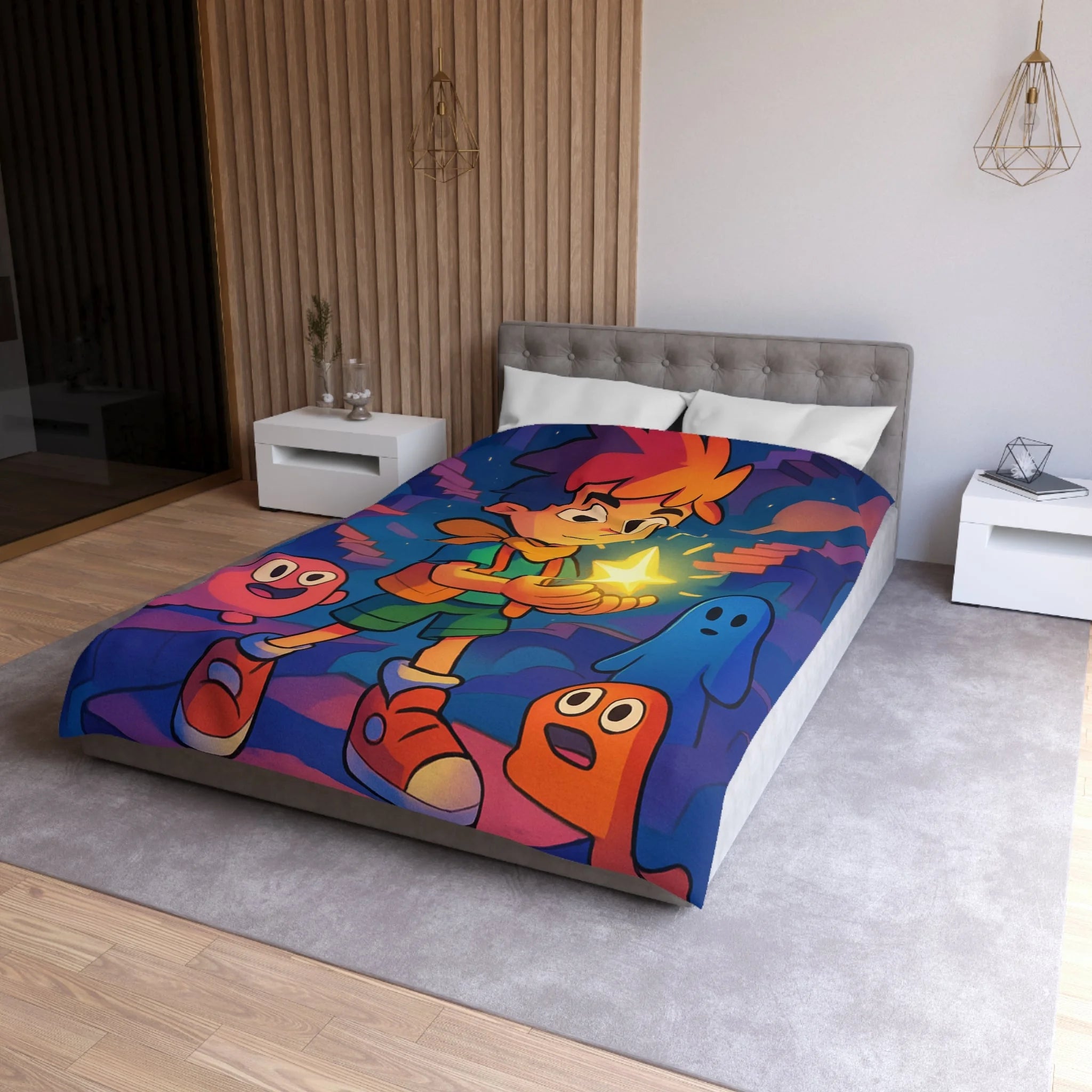 Housse de Couette Microfibre Motif Créatif Original Style Contemporain Chambre Élégante