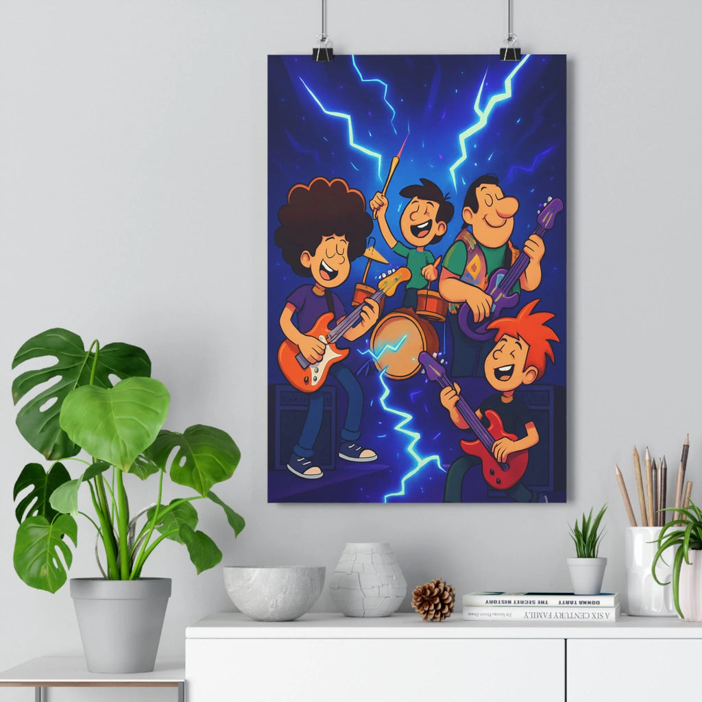 Poster décoratif cartoon rock musique bleu orange violet joyeux chambre salon moderne vibrant éclatant