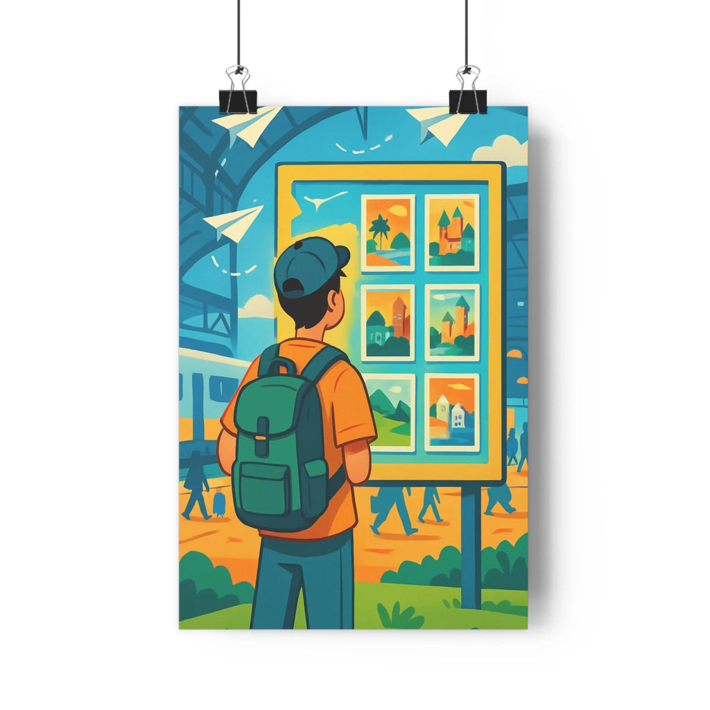 Poster décoratif anime bleu orange vert aventure rêveur chambre salon jeune homme exploration qualité