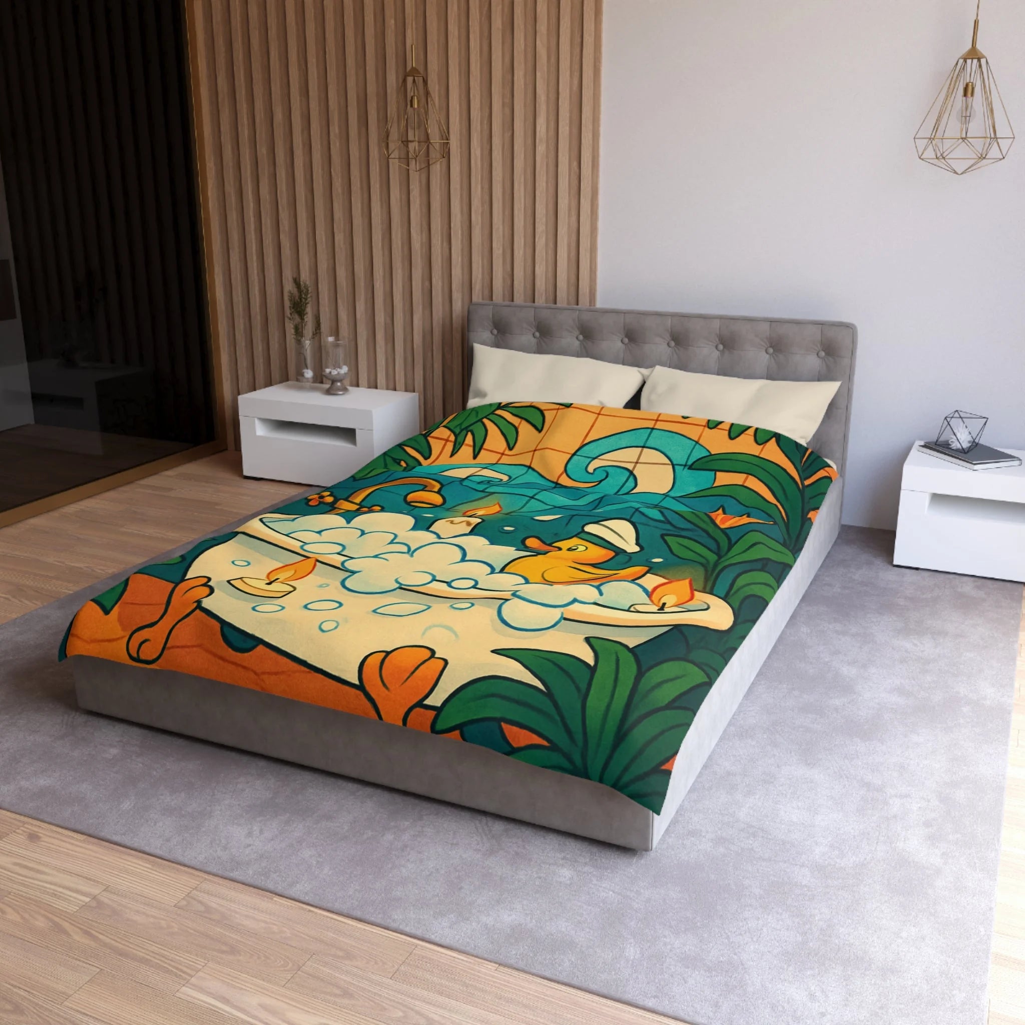 Housse de Couette Microfibre Design Artistique Moderne Décoration Chambre Confort Premium