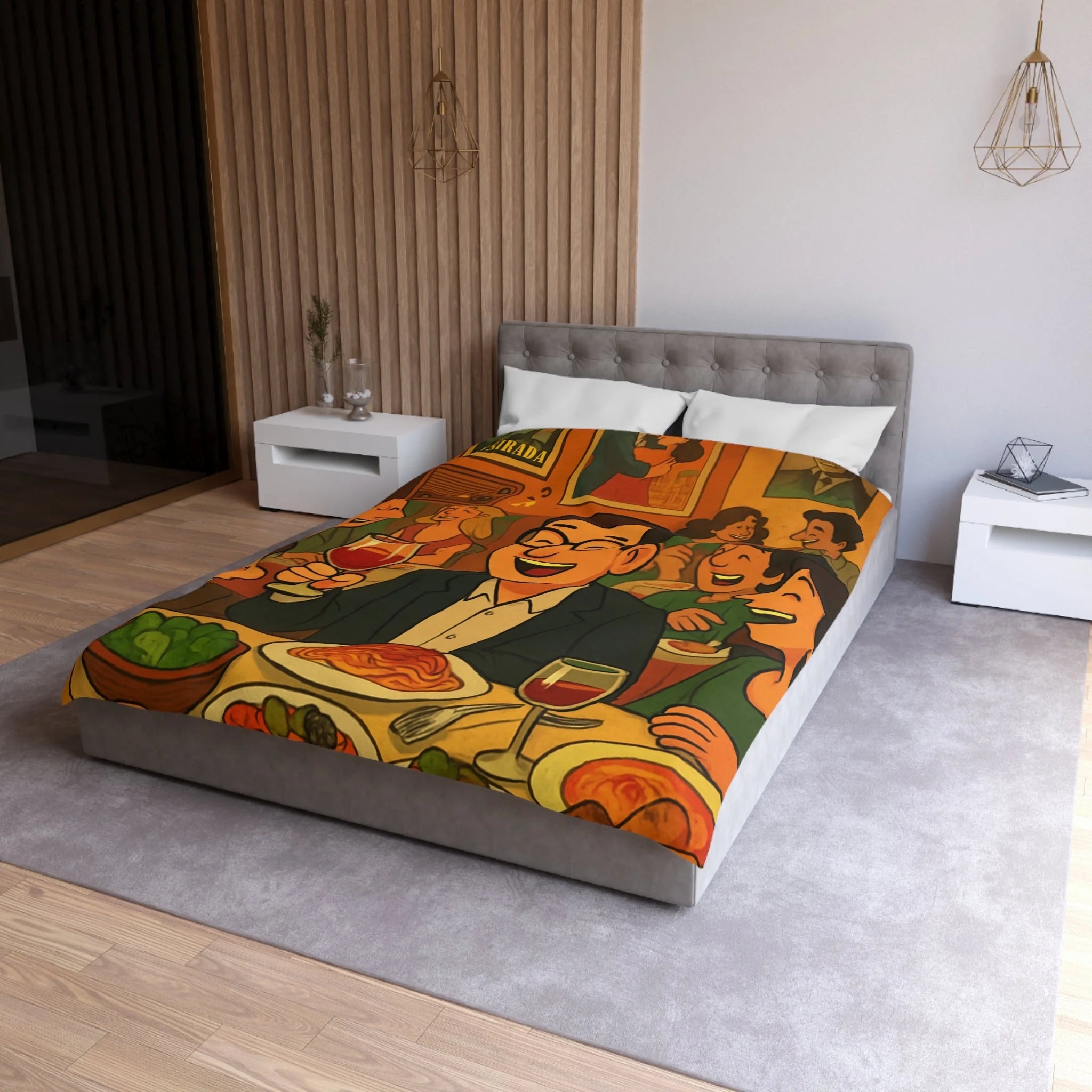 Housse de Couette Microfibre Illustration Unique Design Moderne Décoration Intérieure Raffinée