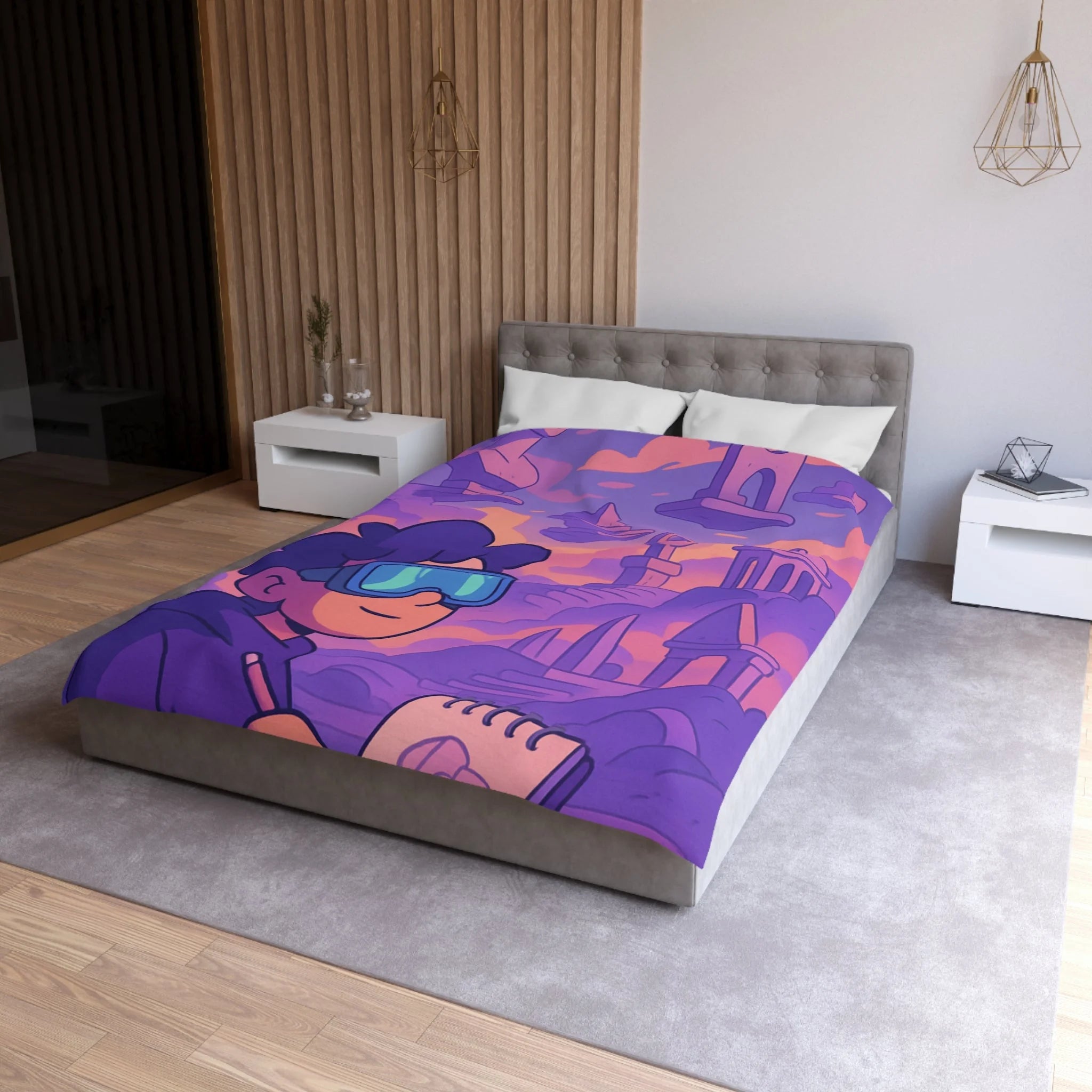 Housse de Couette Microfibre Design Artistique Moderne Décoration Chambre Confort Premium