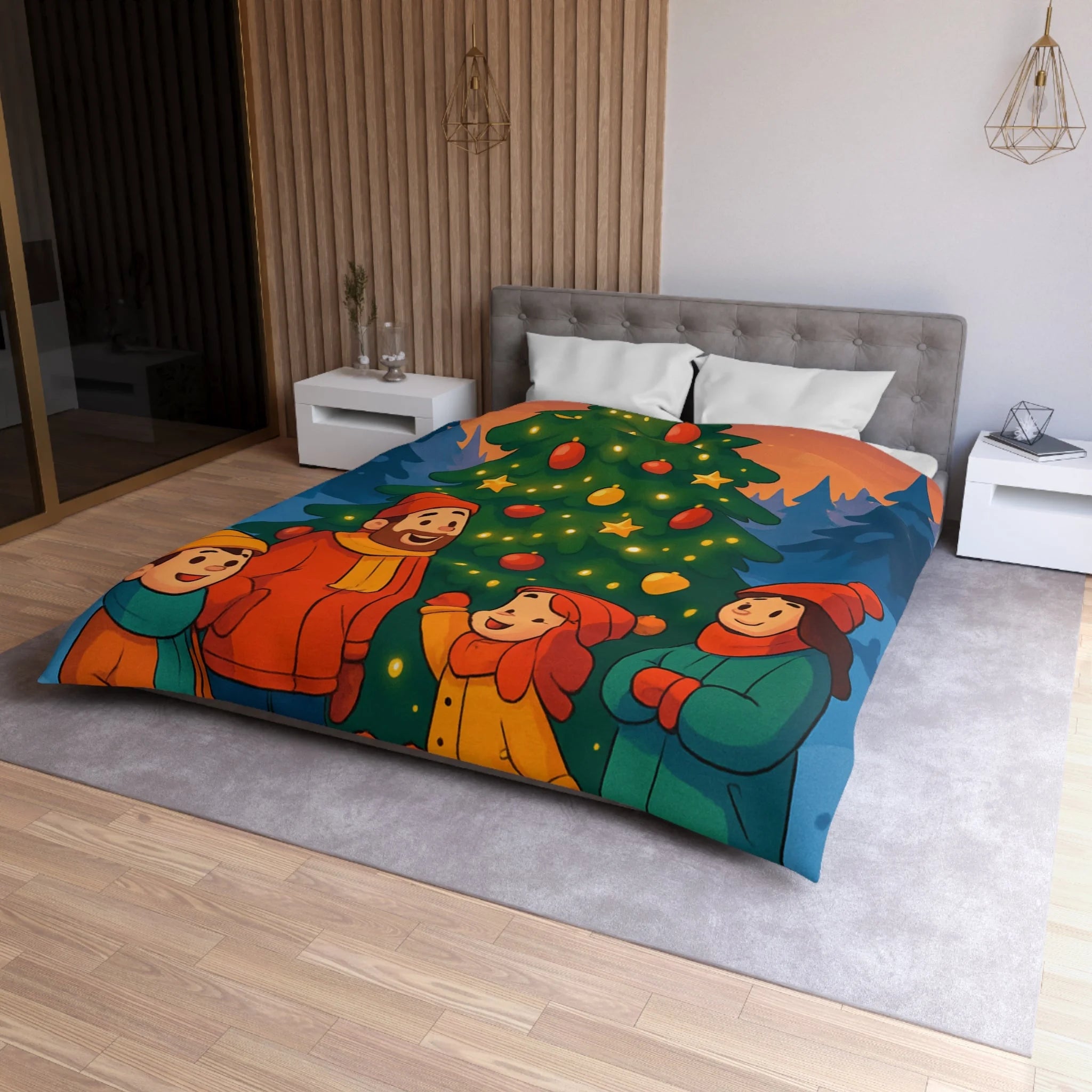 Housse de Couette Microfibre Illustration Unique Design Moderne Décoration Intérieure Raffinée