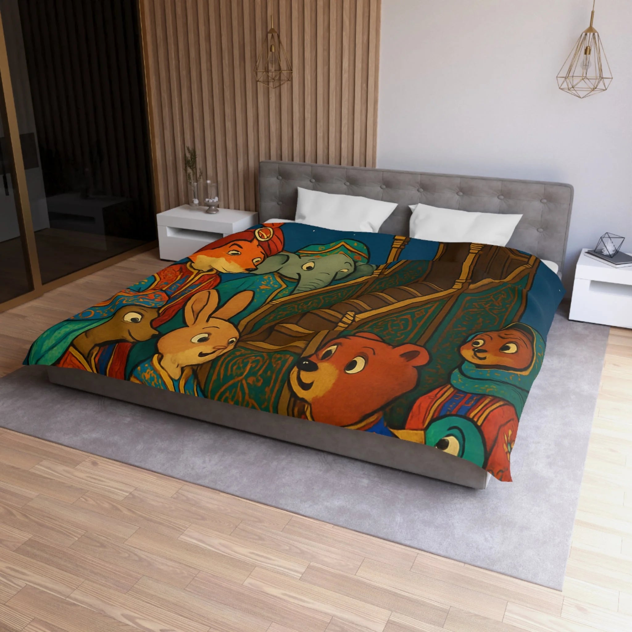 Housse de Couette Microfibre Design Artistique Moderne Décoration Chambre Confort Premium