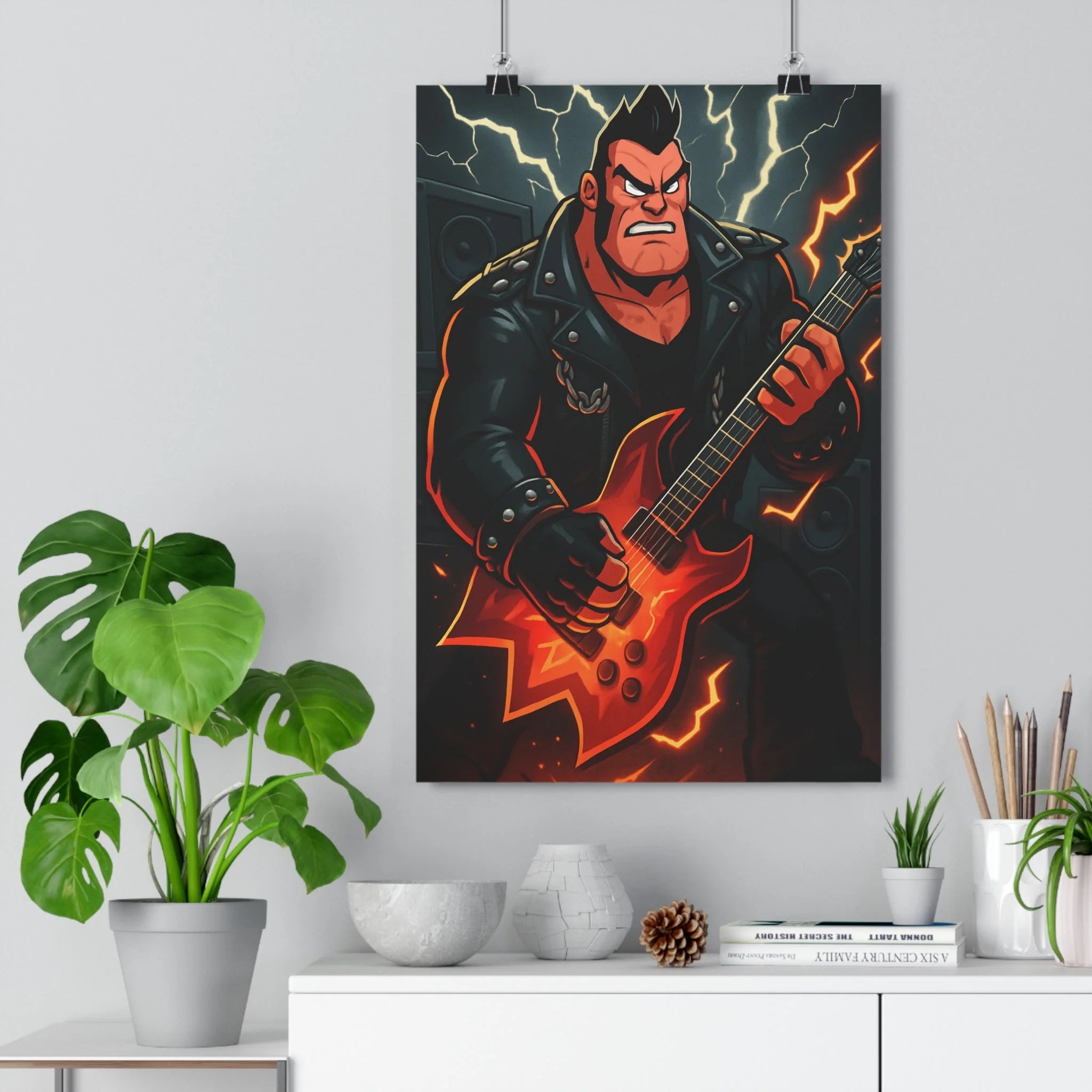 Poster décoratif cartoon épique rouge noir puissant énergique ambiance intense chambre salon design éclatant