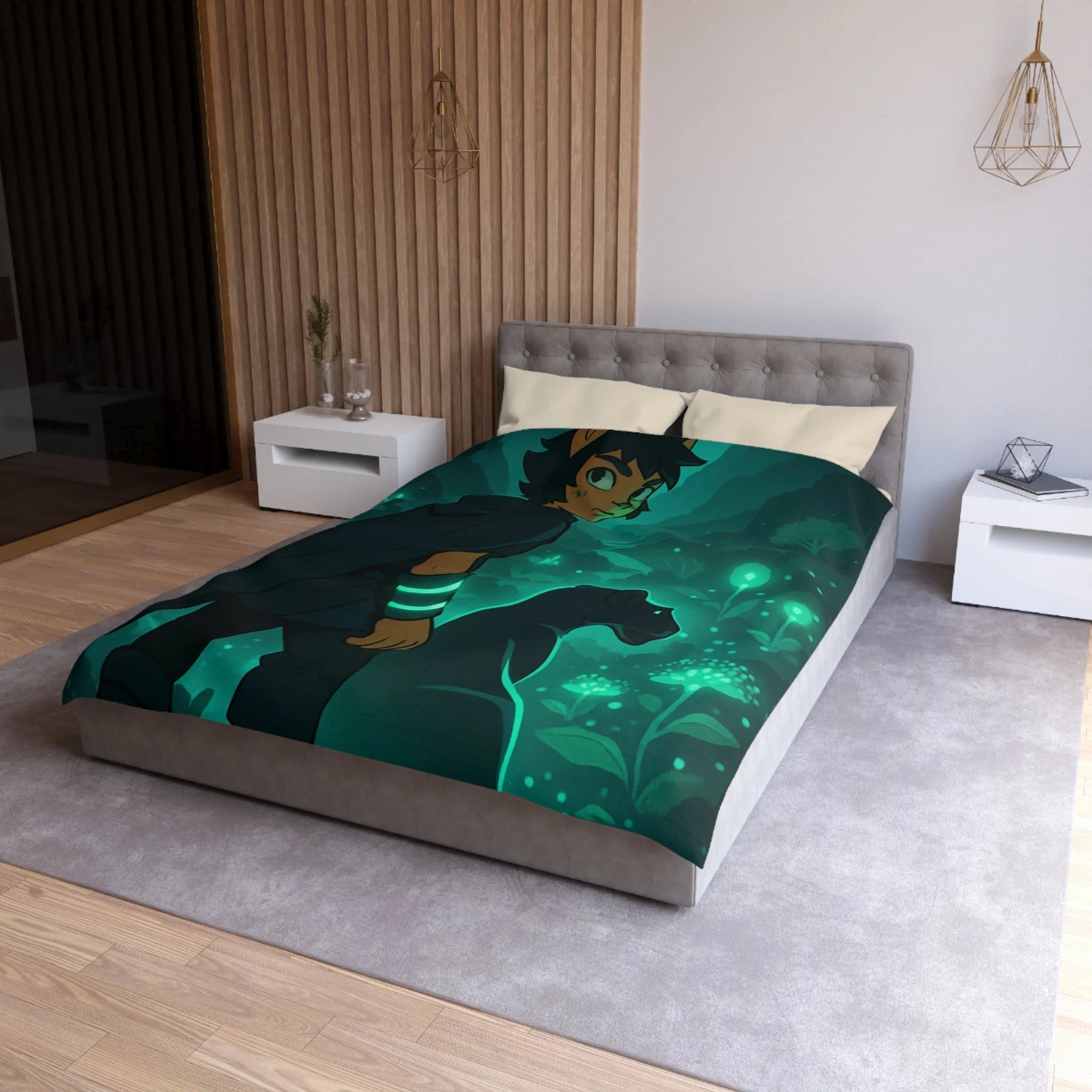 Housse de Couette Microfibre Illustration Unique Design Moderne Décoration Intérieure Raffinée