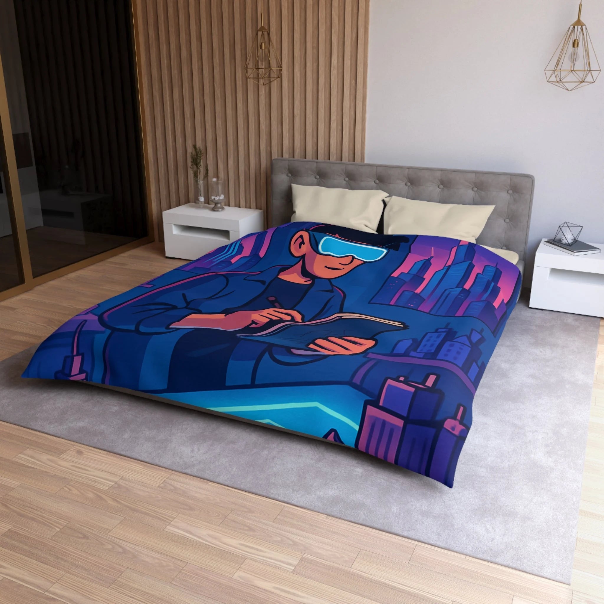 Housse de Couette Microfibre Illustration Unique Design Moderne Décoration Intérieure Raffinée