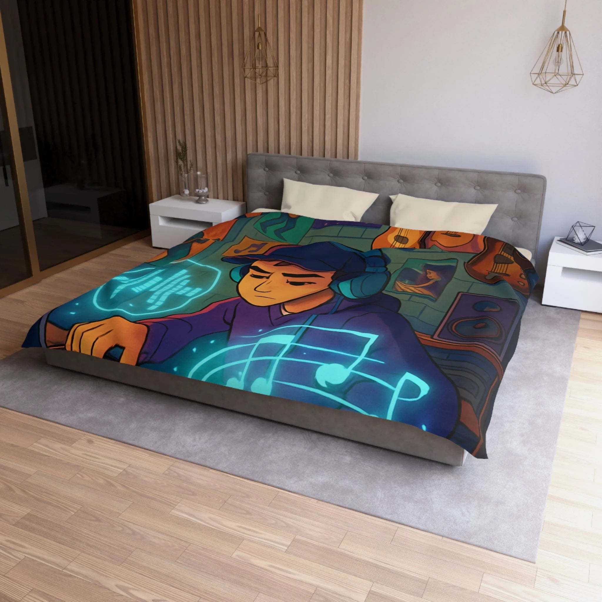 Housse de Couette Microfibre Illustration Unique Design Moderne Décoration Intérieure Raffinée