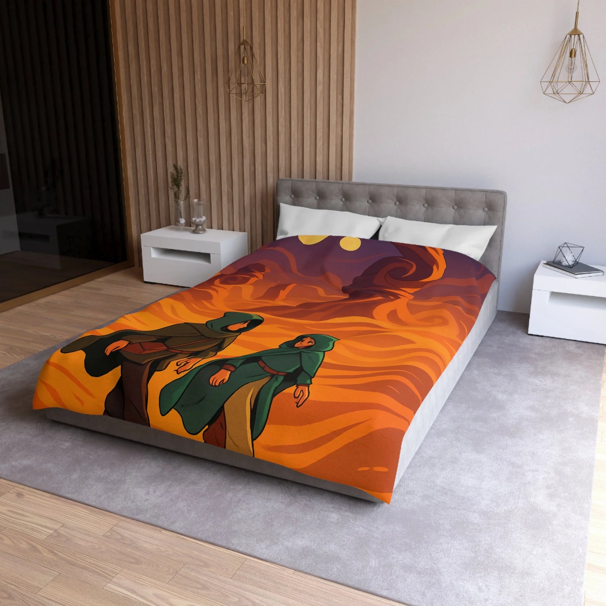 Housse de Couette Microfibre Motif Créatif Original Style Contemporain Chambre Élégante