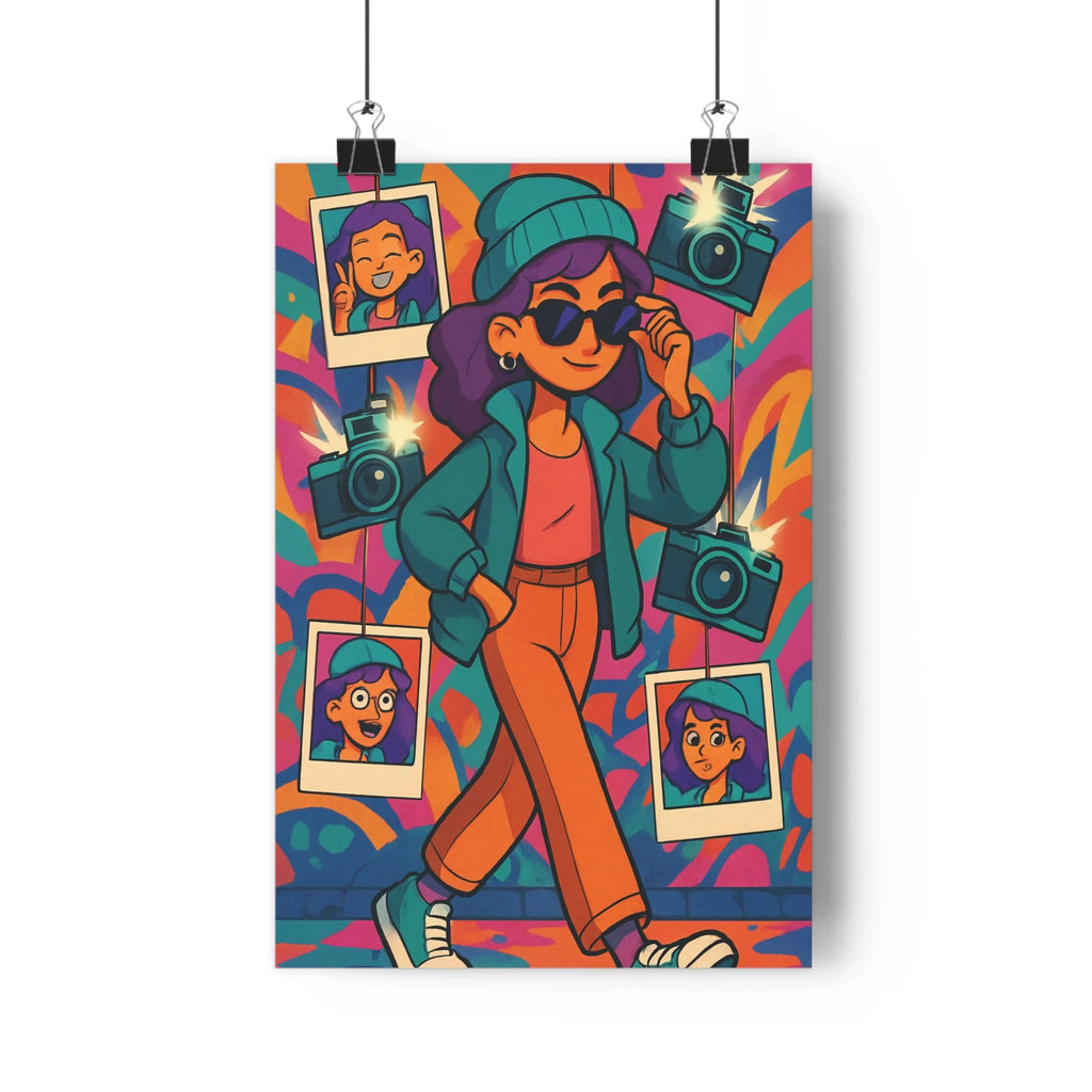 Poster décoratif mode urbain artistique turquoise or street art moderne tendance bureau chambre éclatant