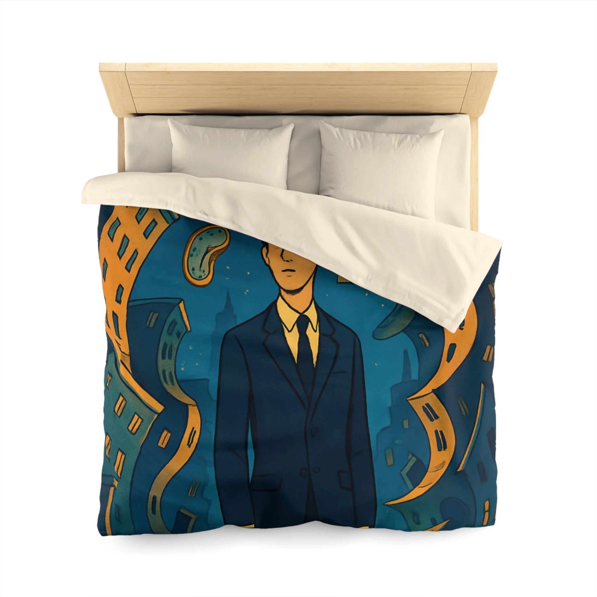 Housse de Couette Microfibre Motif Créatif Original Style Contemporain Chambre Élégante