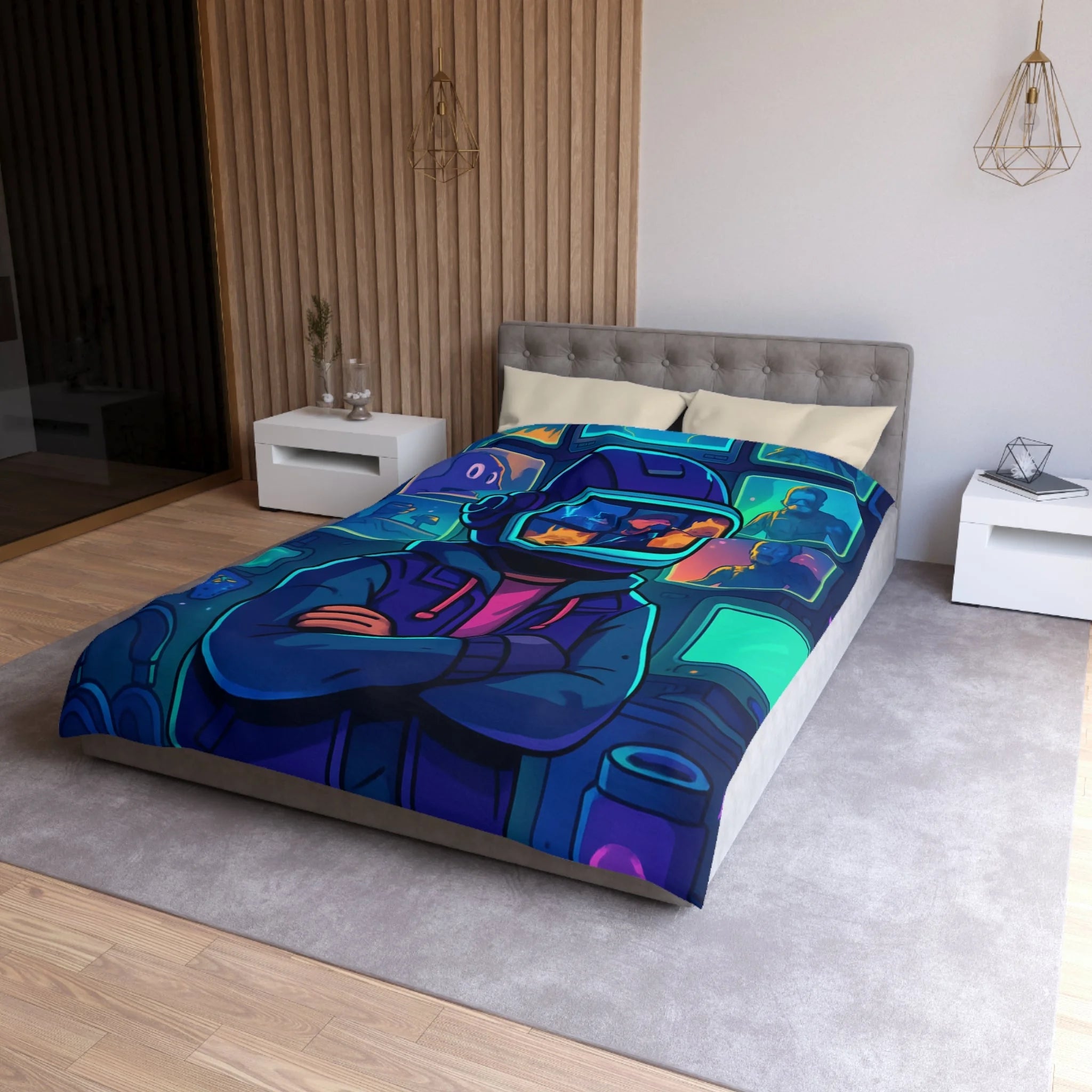 Plongée En Épopée Virtuelle Avec Dessins Animés Futuristes Pour Housse De Couette