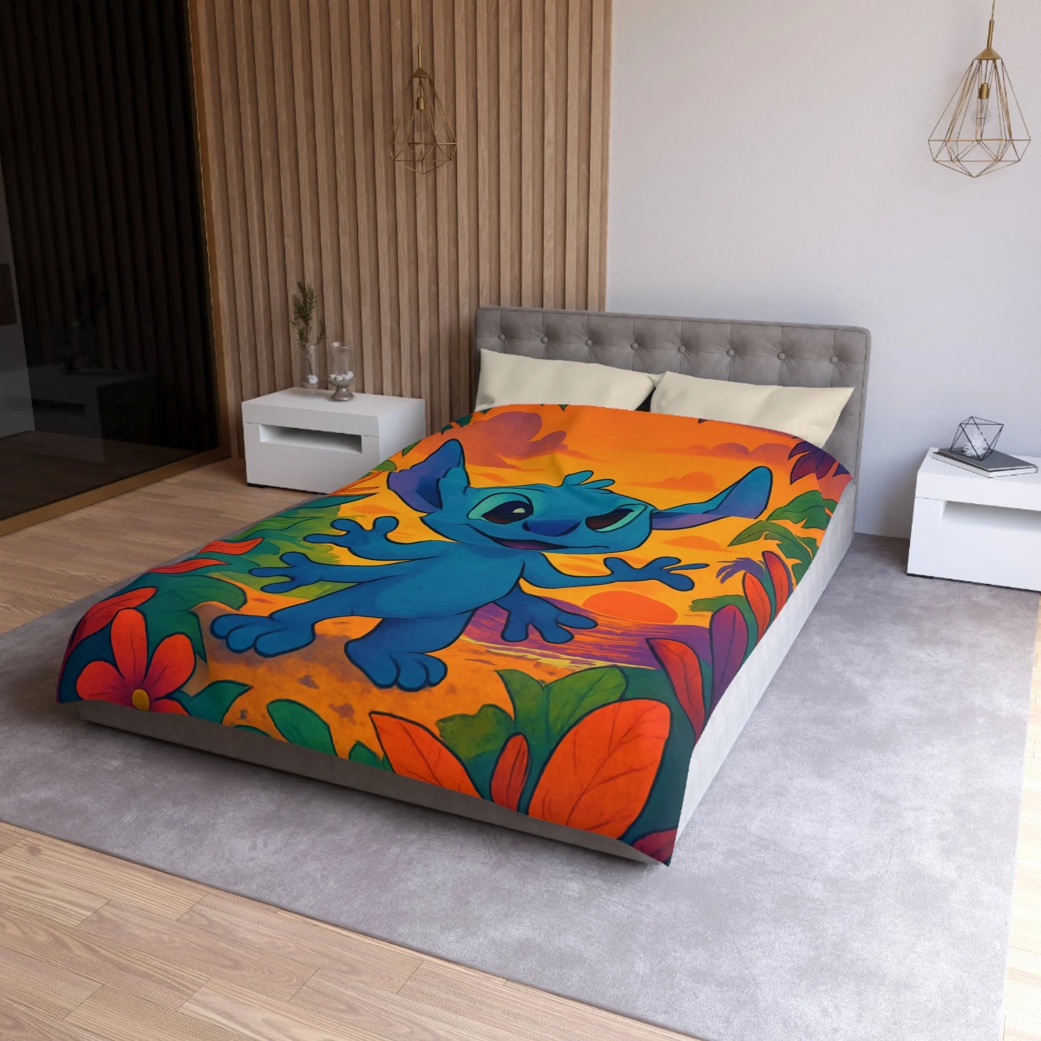 Housse de Couette Microfibre Design Artistique Moderne Décoration Chambre Confort Premium