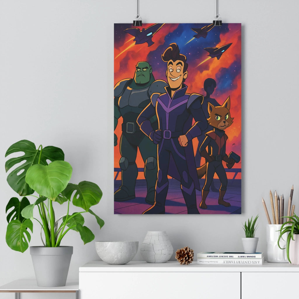 Poster décoratif cartoon futuriste aventure coloré joyeux salon chambre bureau enfant galaxie dynamique spaciale