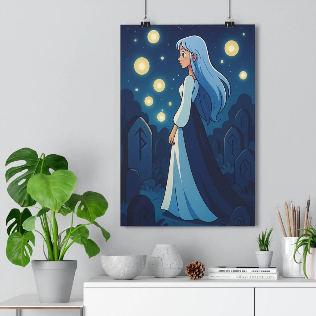 Poster décoratif anime mystique argenté doré cimetière mystérieux chambre magique ambiance unique élégance élégante