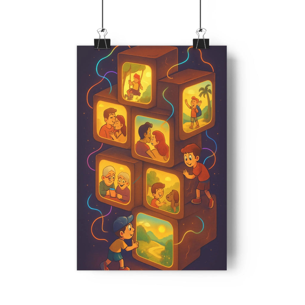 Poster décoratif lumineux cartoon orange doré joyeux salon chambre enfant artistique contemporain qualité premium