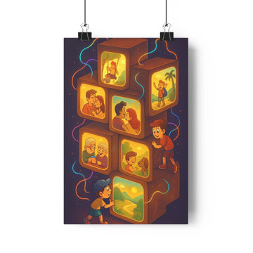Poster décoratif lumineux cartoon orange doré joyeux salon chambre enfant artistique contemporain qualité premium
