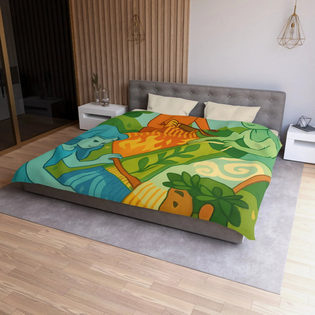Housse de Couette Microfibre Design Artistique Moderne Décoration Chambre Confort Premium