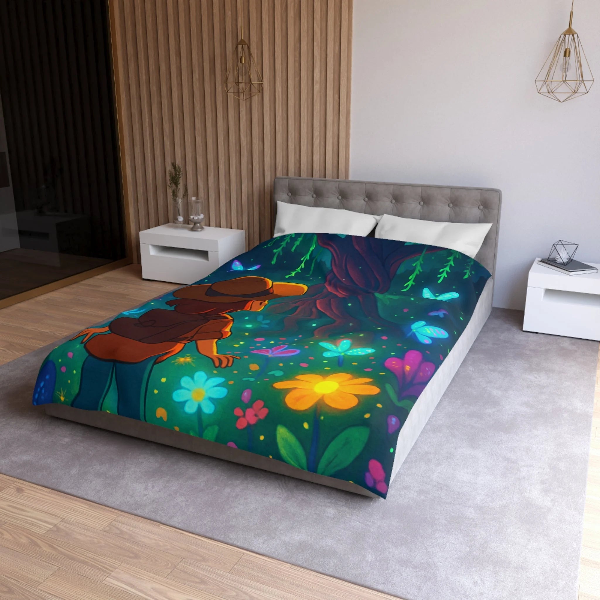 Housse de Couette Microfibre Illustration Unique Design Moderne Décoration Intérieure Raffinée