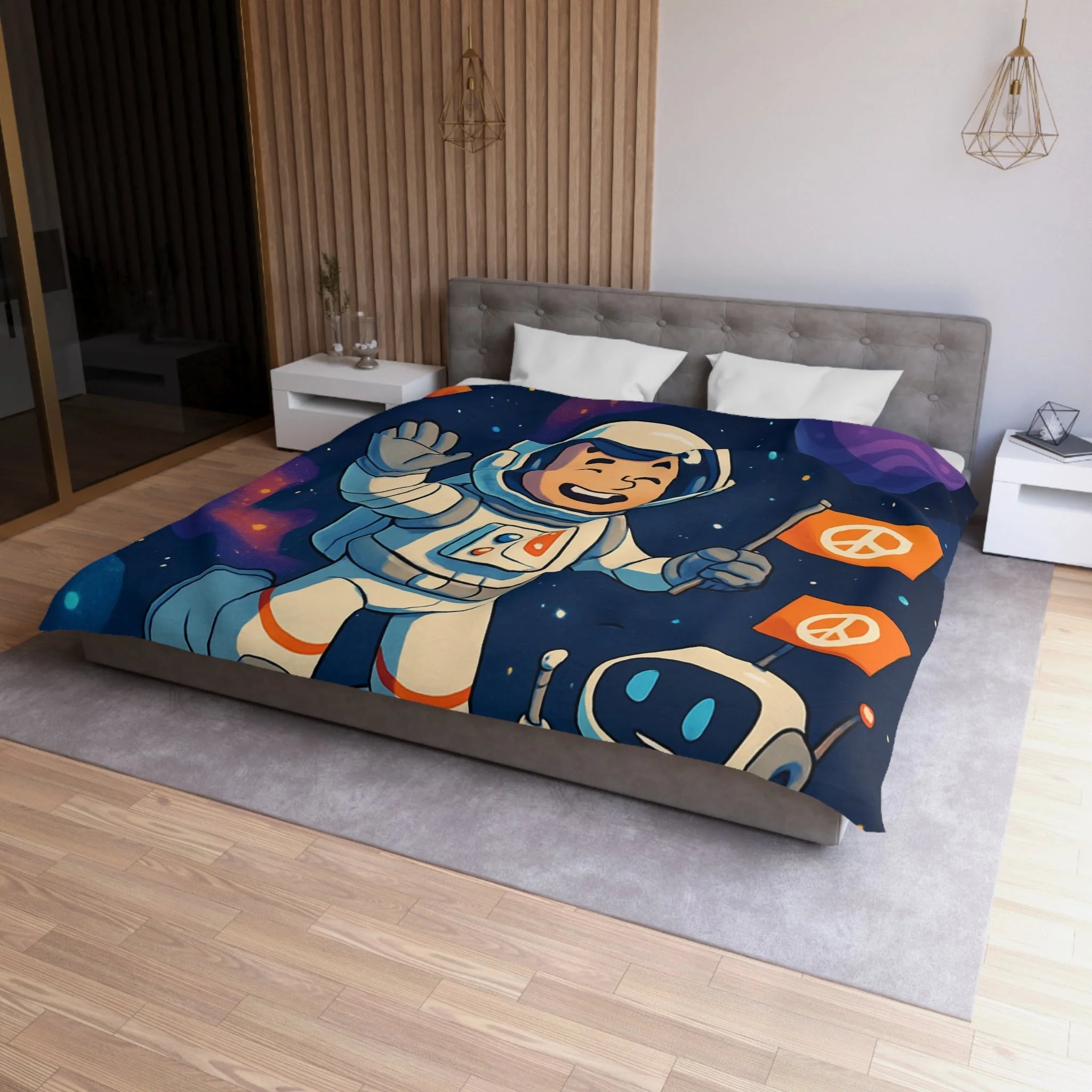 Housse de Couette Microfibre Motif Créatif Original Style Contemporain Chambre Élégante