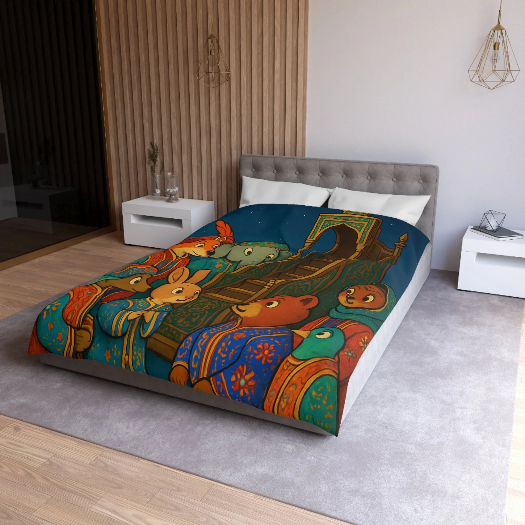 Housse de Couette Microfibre Design Artistique Moderne Décoration Chambre Confort Premium