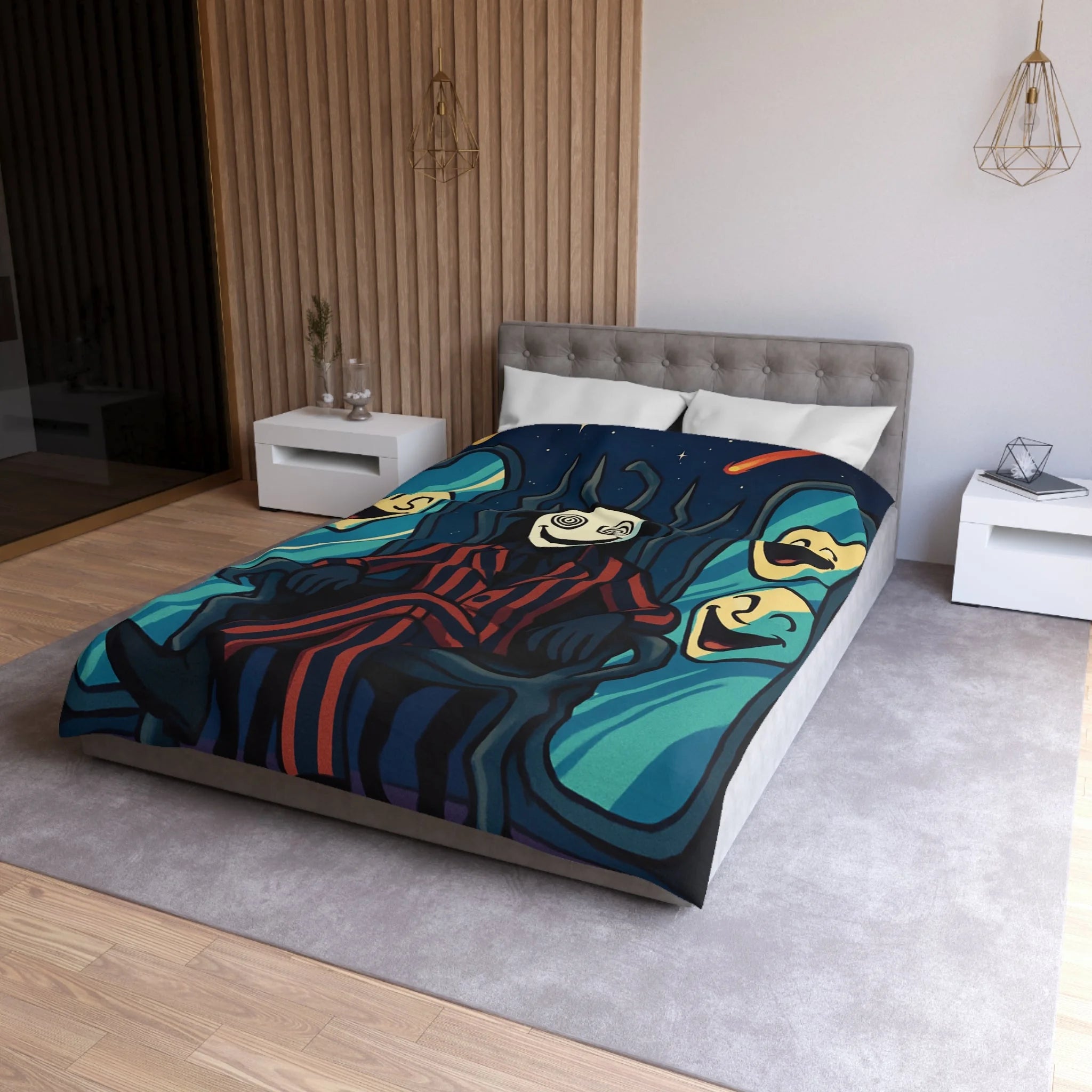 Housse de Couette Microfibre Design Artistique Moderne Décoration Chambre Confort Premium