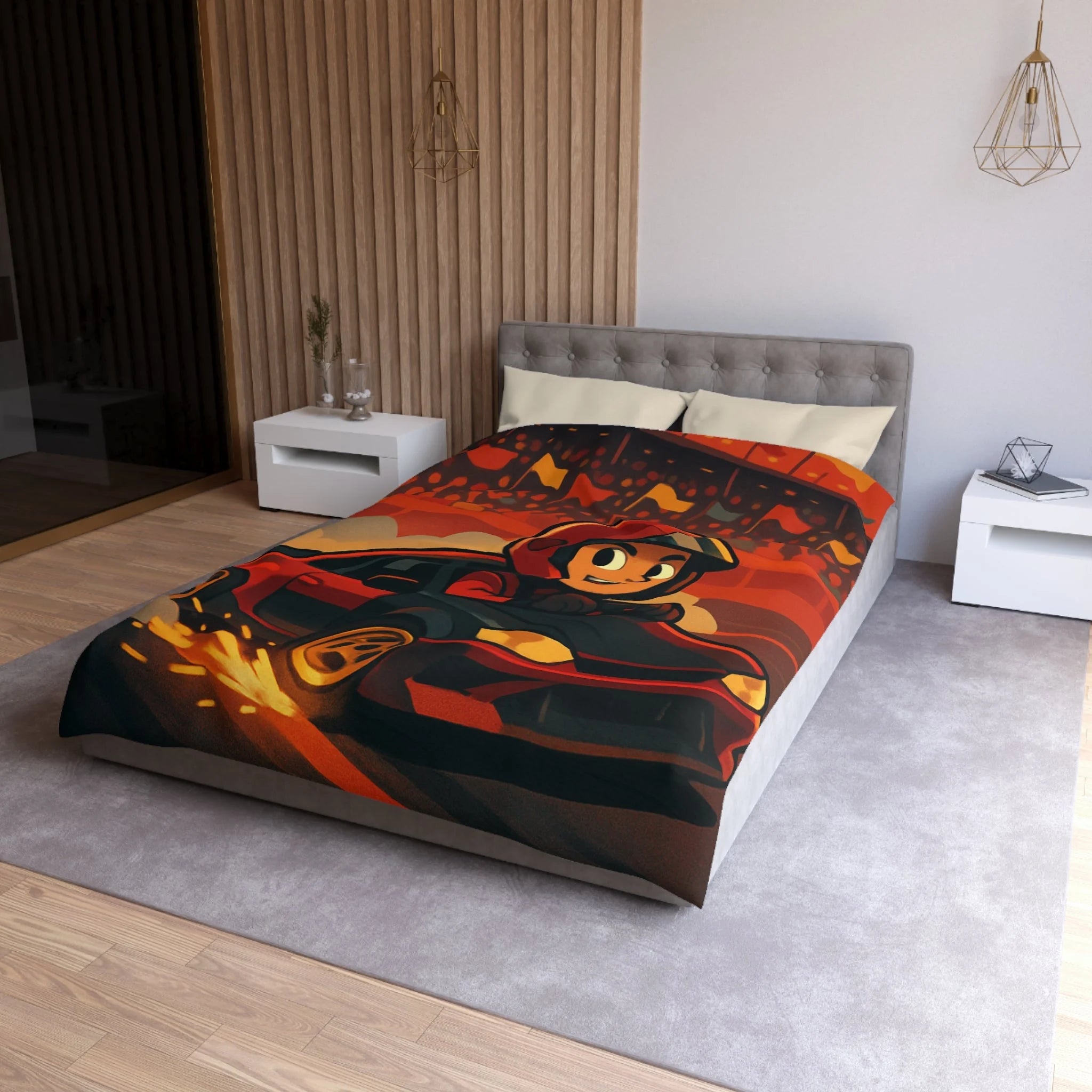 Housse de Couette Microfibre Motif Créatif Original Style Contemporain Chambre Élégante