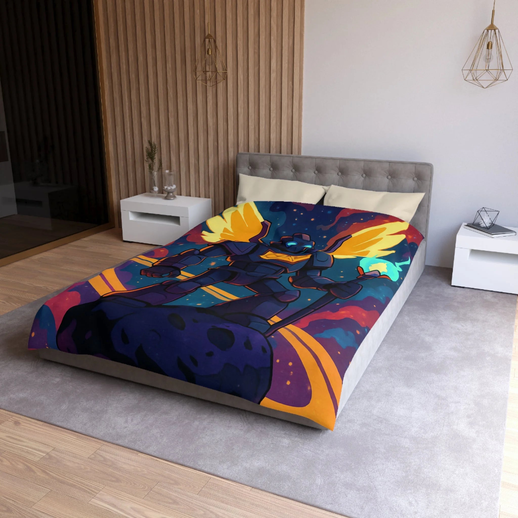 Housse de Couette Microfibre Illustration Unique Design Moderne Décoration Intérieure Raffinée