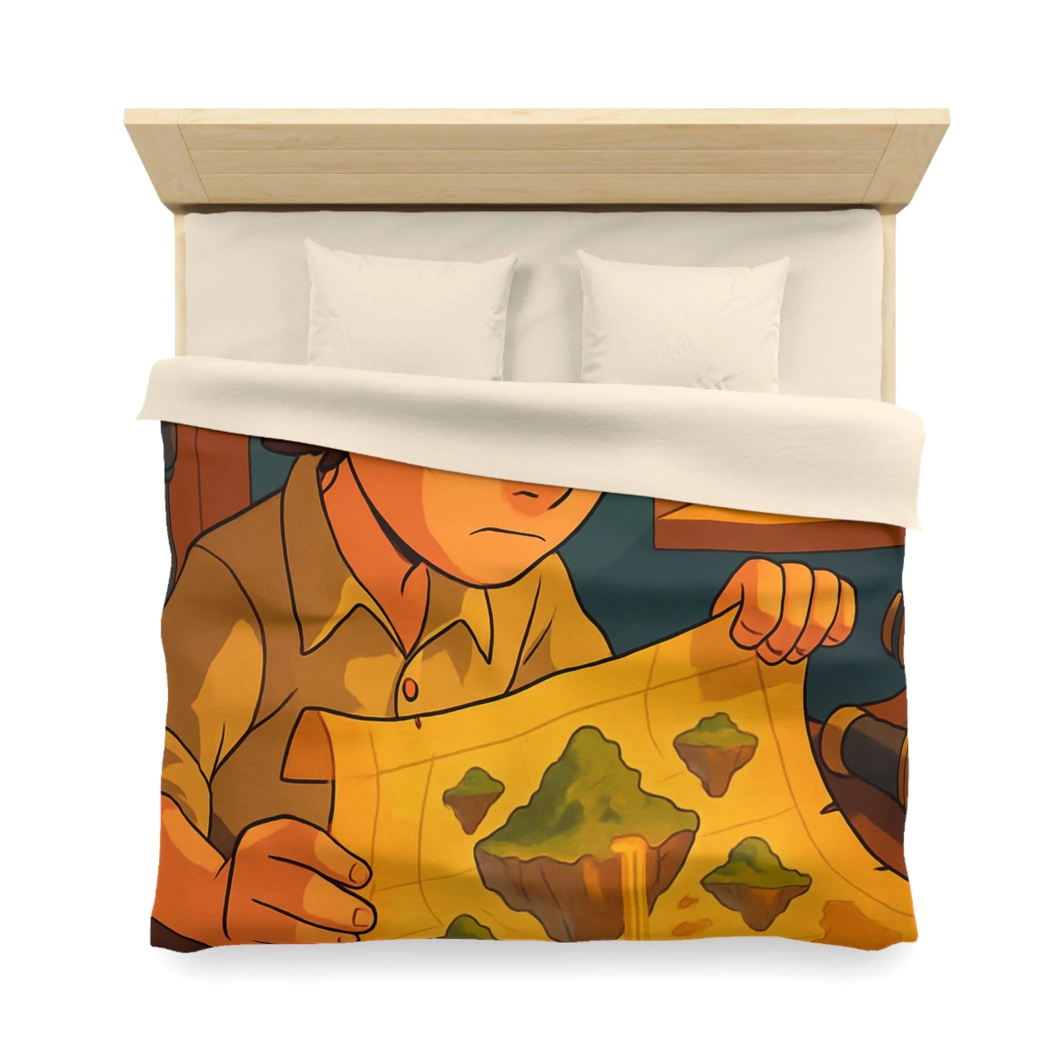 Housse de couette motif trésor aventure jungle carte montagne flotter chambre enfant