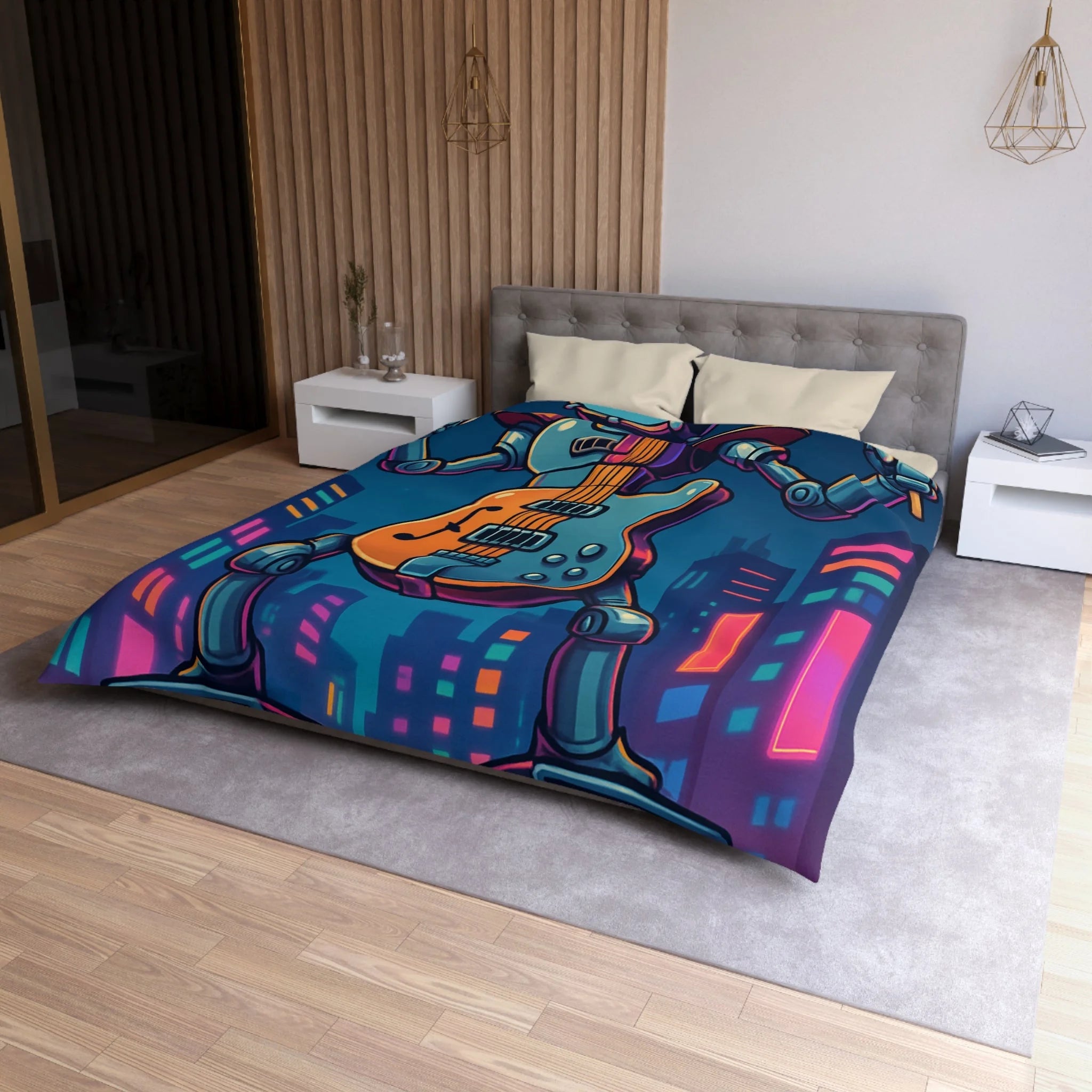 Housse de Couette Microfibre Design Artistique Moderne Décoration Chambre Confort Premium