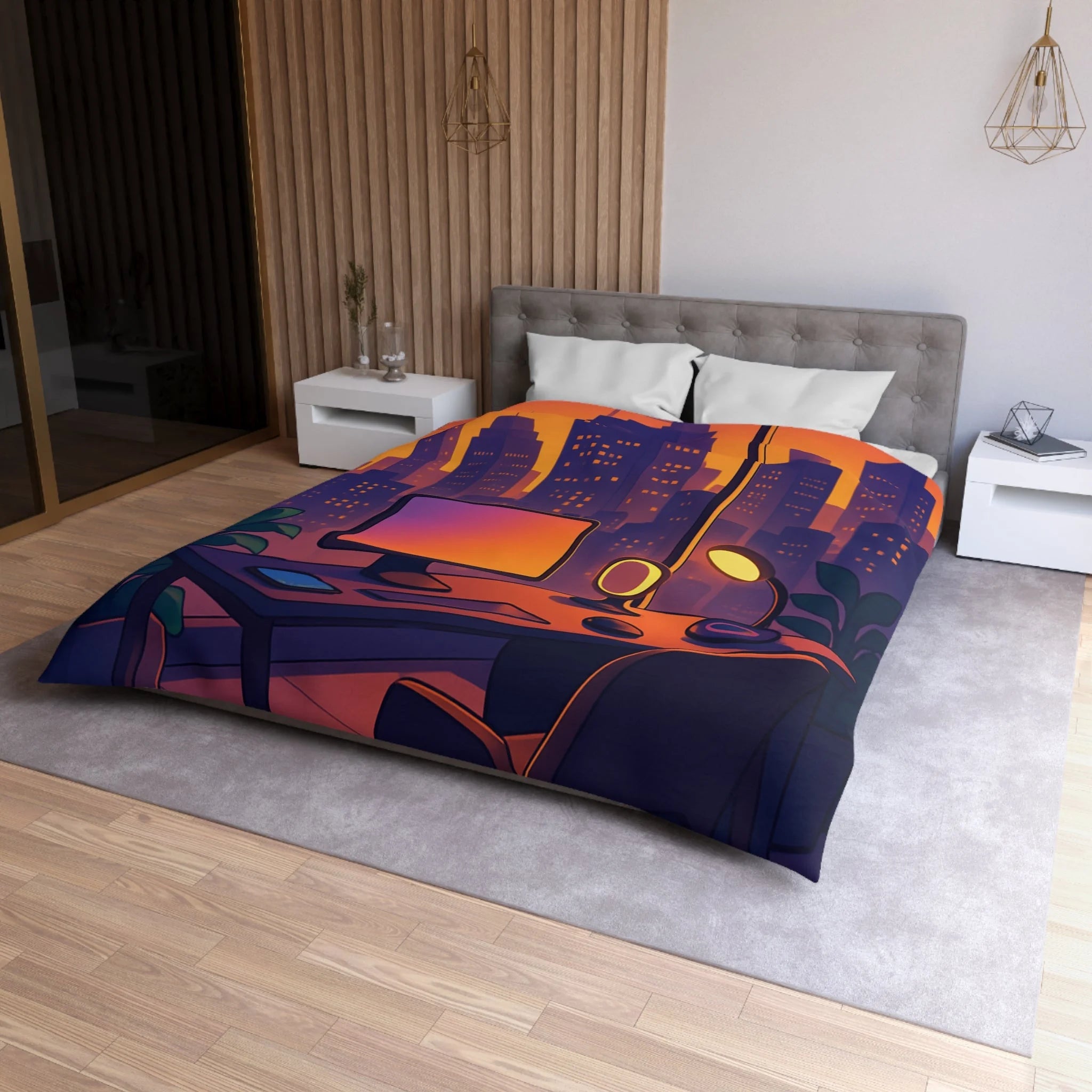 Housse de Couette Microfibre Design Artistique Moderne Décoration Chambre Confort Premium