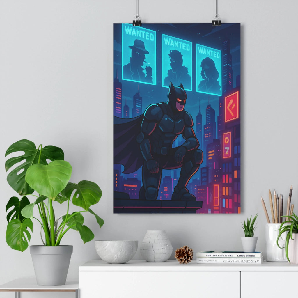 Poster décoratif cyberpunk bleu néon urbain moderne intense bureau exclusif ambiance futuriste impressionnant format