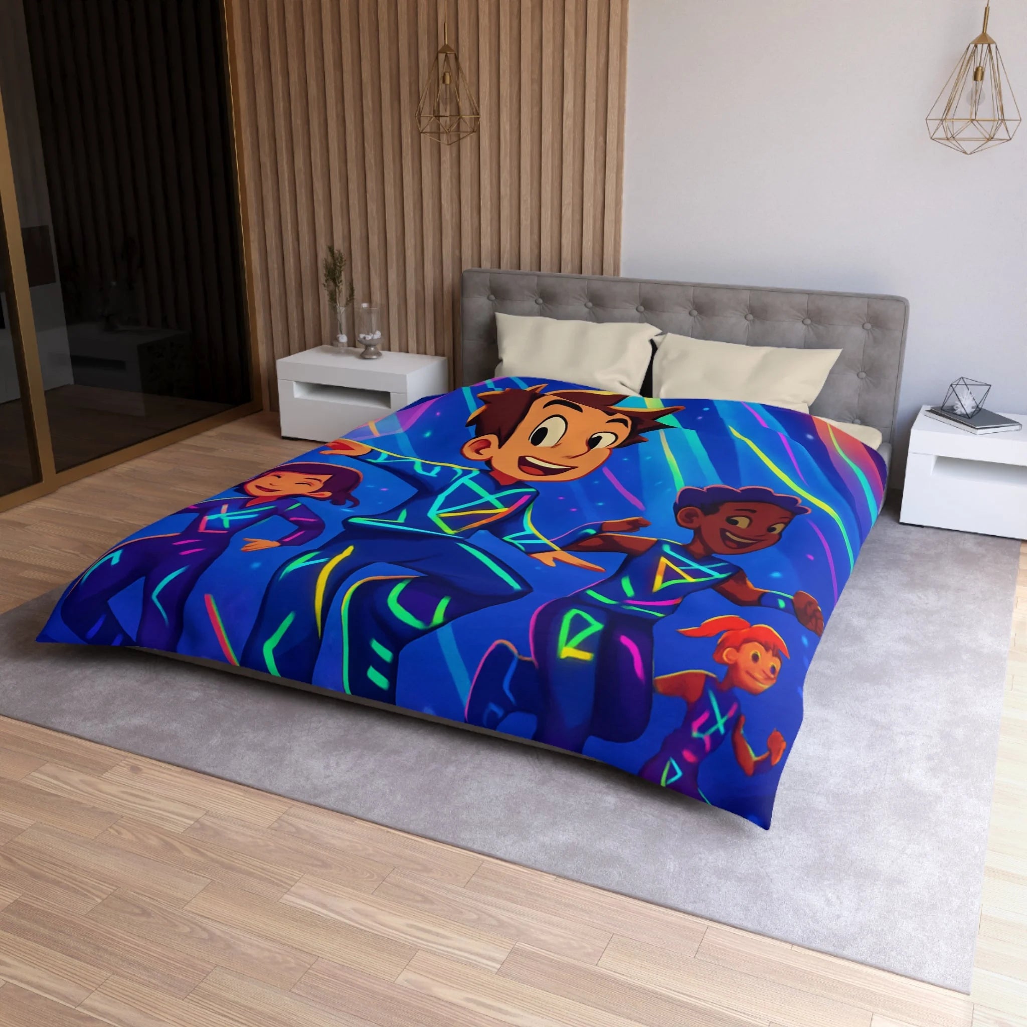 Housse de Couette Microfibre Illustration Unique Design Moderne Décoration Intérieure Raffinée