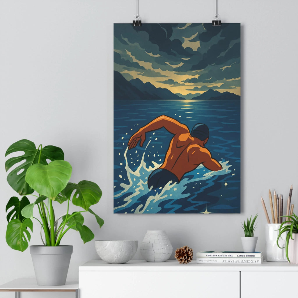 Poster décoratif animé océan bleu doré épique aventure bureau salon design artistique qualité qualité