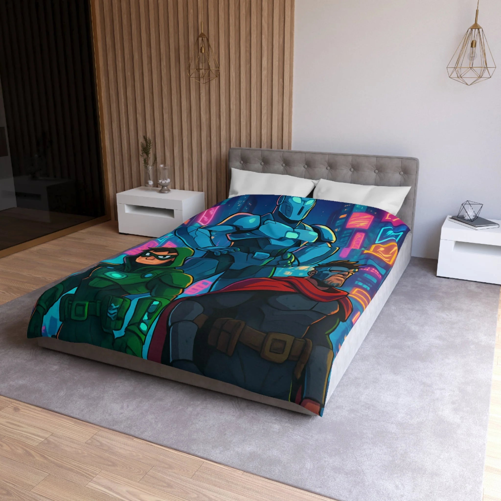 Housse de Couette Microfibre Illustration Unique Design Moderne Décoration Intérieure Raffinée