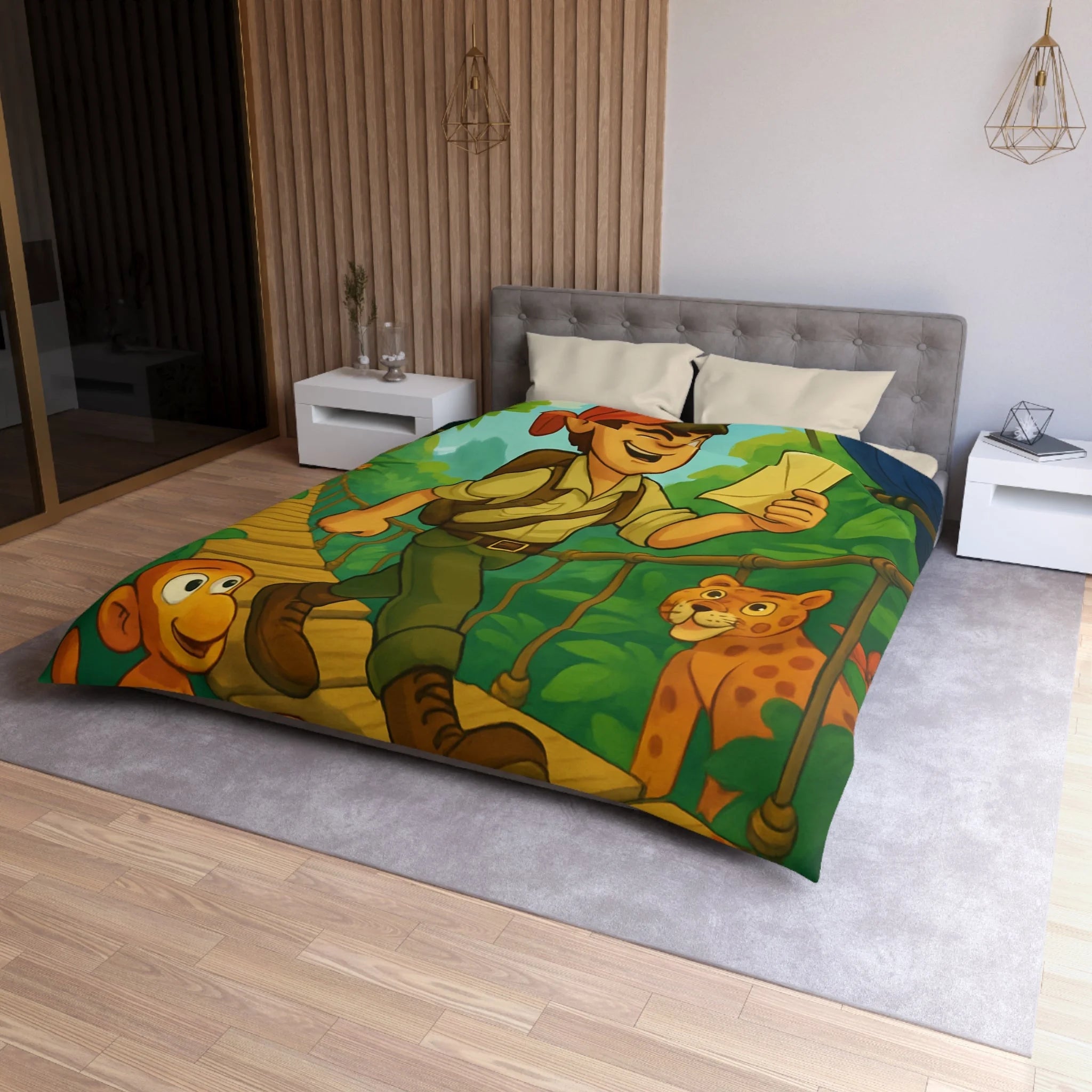 Housse de Couette Microfibre Motif Créatif Original Style Contemporain Chambre Élégante