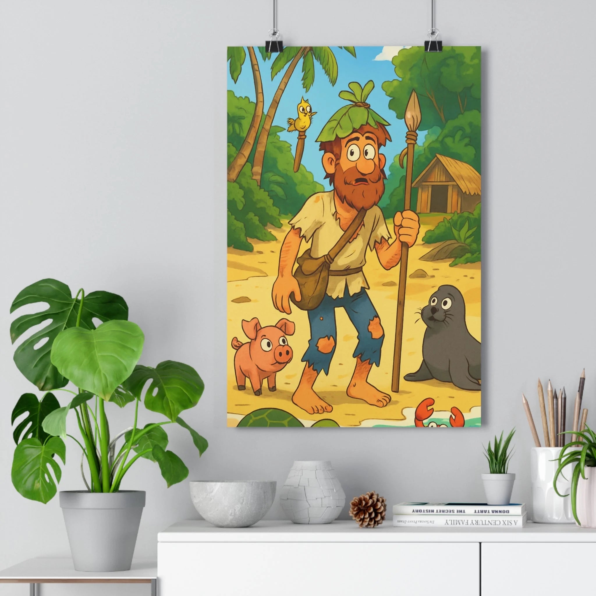 Poster décoratif moderne jungle tropicale vert amusant aventure chambre enfant salon qualité premium qualité