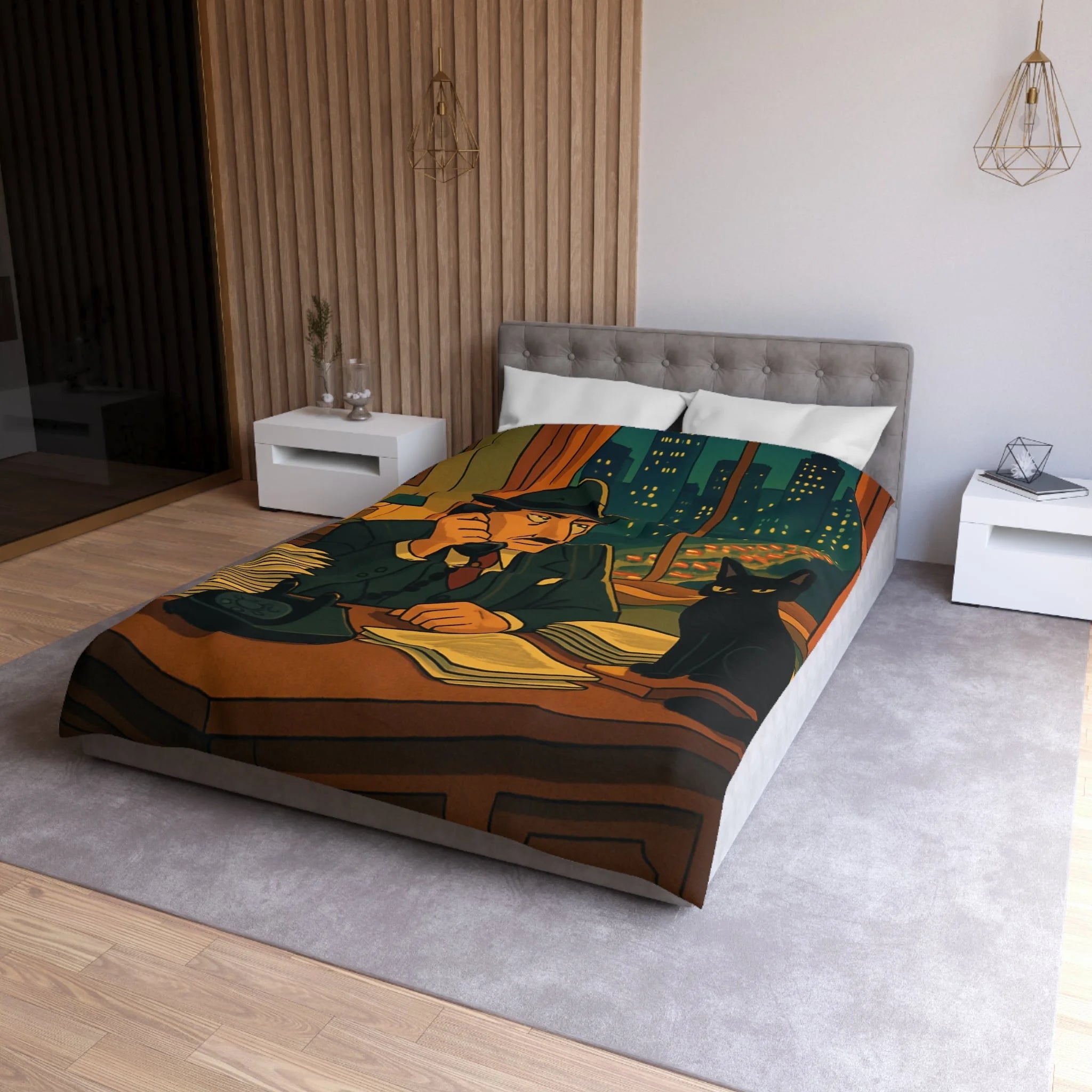 Housse de Couette Microfibre Motif Créatif Original Style Contemporain Chambre Élégante